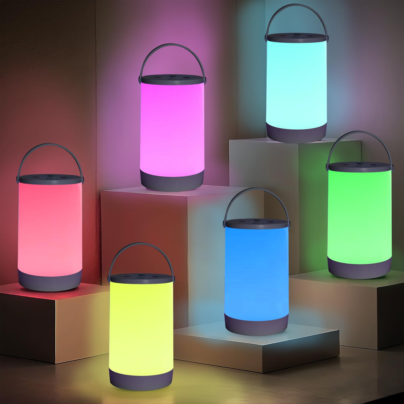 Outdoor Waterproof Hanging Table Lantern, Rgb Rechargeable Hanging Lamps Camping Lights, Shower Waterproof Rgb Colorchanging Lan