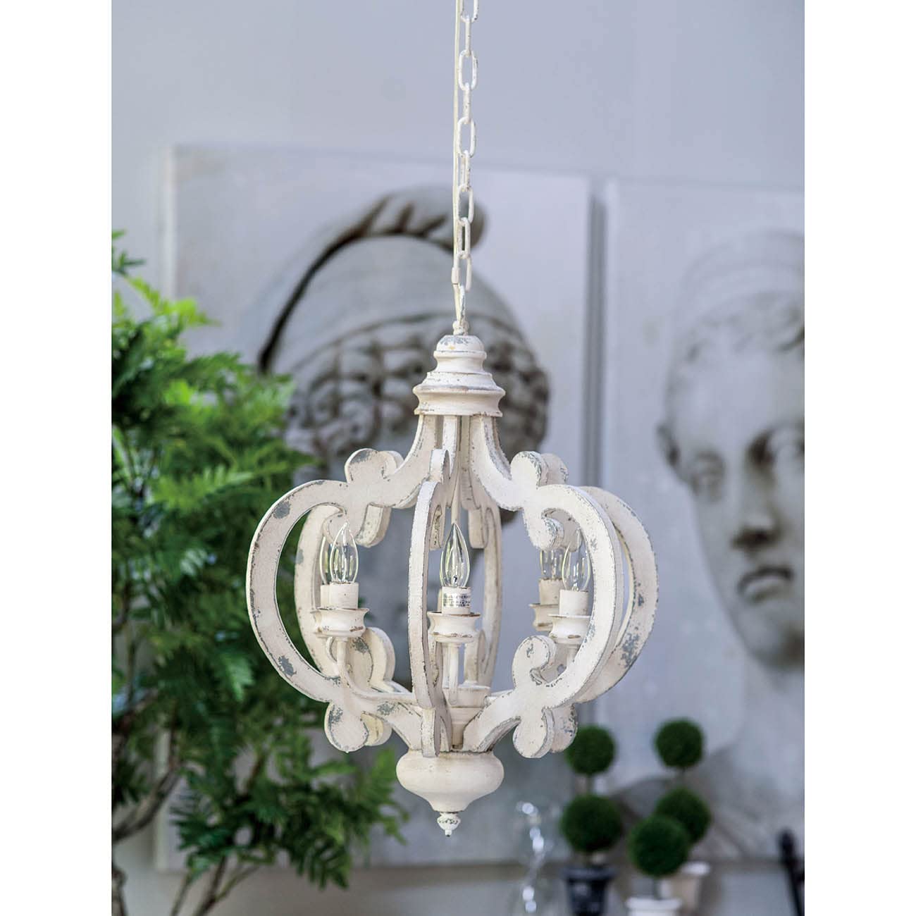 Bhome Wood and Metal Chandelier, 20.5inx18inx24in, Multicolored, Model DSDT38552