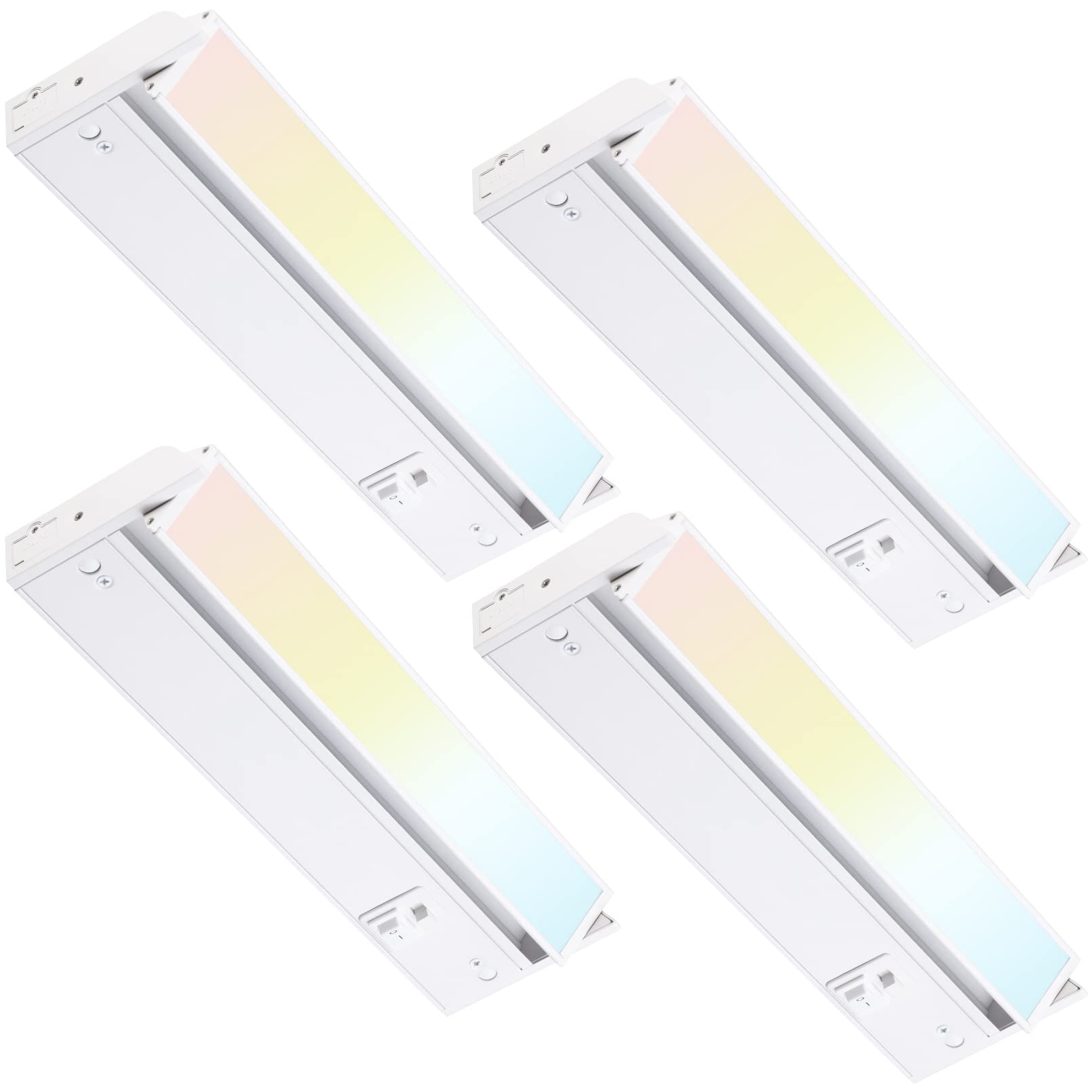 TORCHSTAR Swivel LED Under Cabinet Lighting 3CCT, 12 Inch 8W 600LM, Hardwired & Plug-in, 3 Color Selectable CRI90 120V, Rotatabl