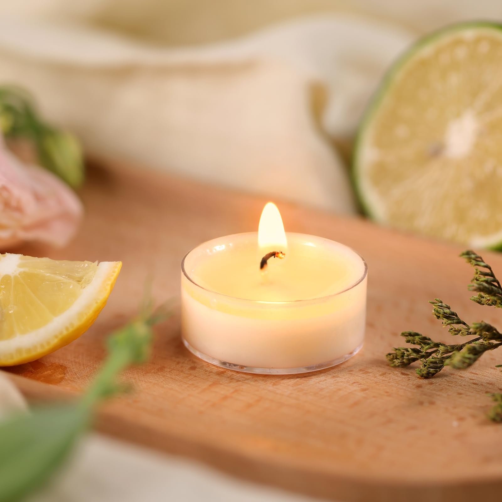 Devi Soy Wax Tea Lights Candles 100 Pack Paraffin-Free, Soy Tealight Candles Bulk-4 Hours Long Burning, Unscented White Small Tea Candles-Burn Evenly, Candles For Woman, Wedding Baby Shower Favors