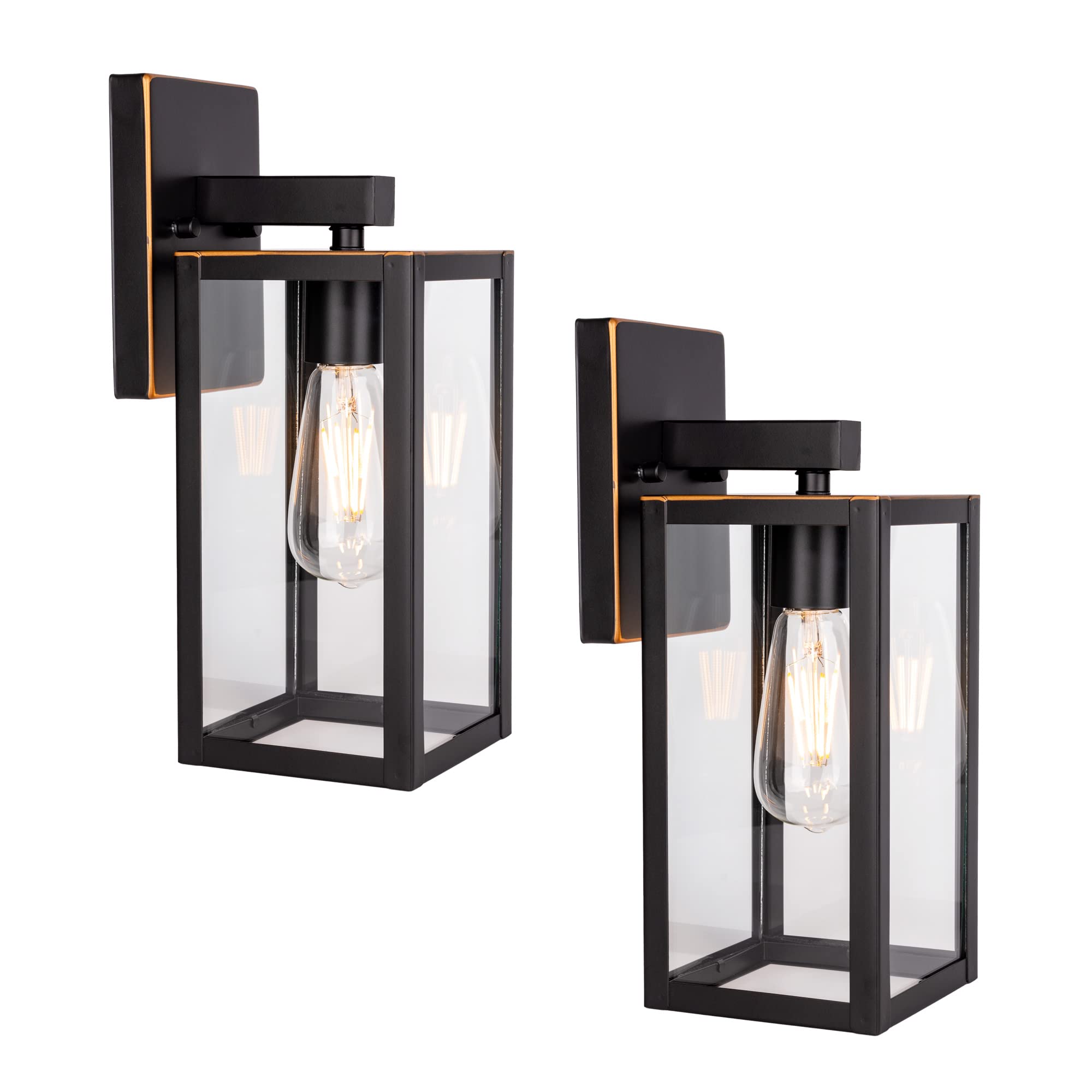 YaoKuem Outdoor Wall Lantern, Wall Sconce as Porch Lighting Fixture, E26 Medium Base, Metal Housing Plus Glass, Bulbs not Includ