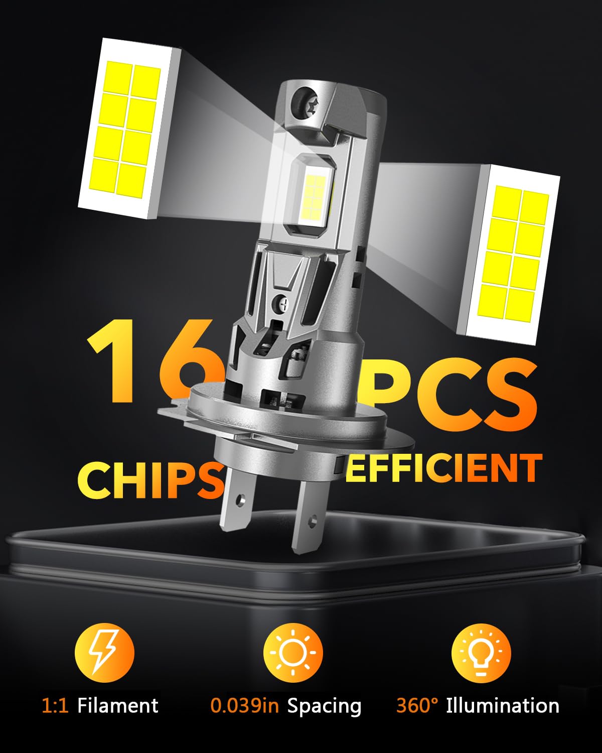 OXILAM H7 LED Bulb 40000LM, 6500K Cool White Light, Plug and Play, Fog Light Halogen Replacement, Pack of 2