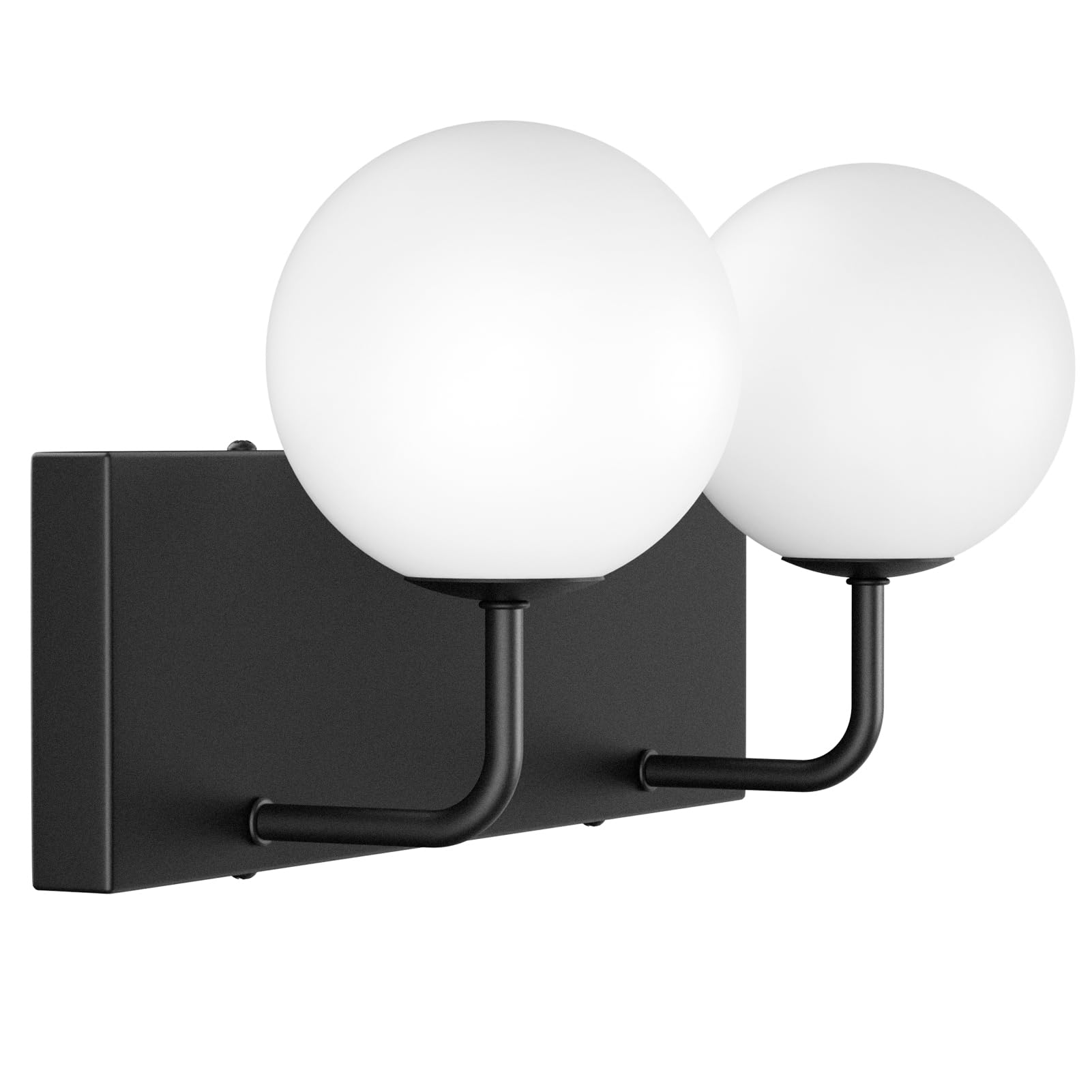 Tipace 2-Light Black Vanity Light Fixtures, Modern Bathroom Light with Milk White Glass, 14.2 inch, Model 1130