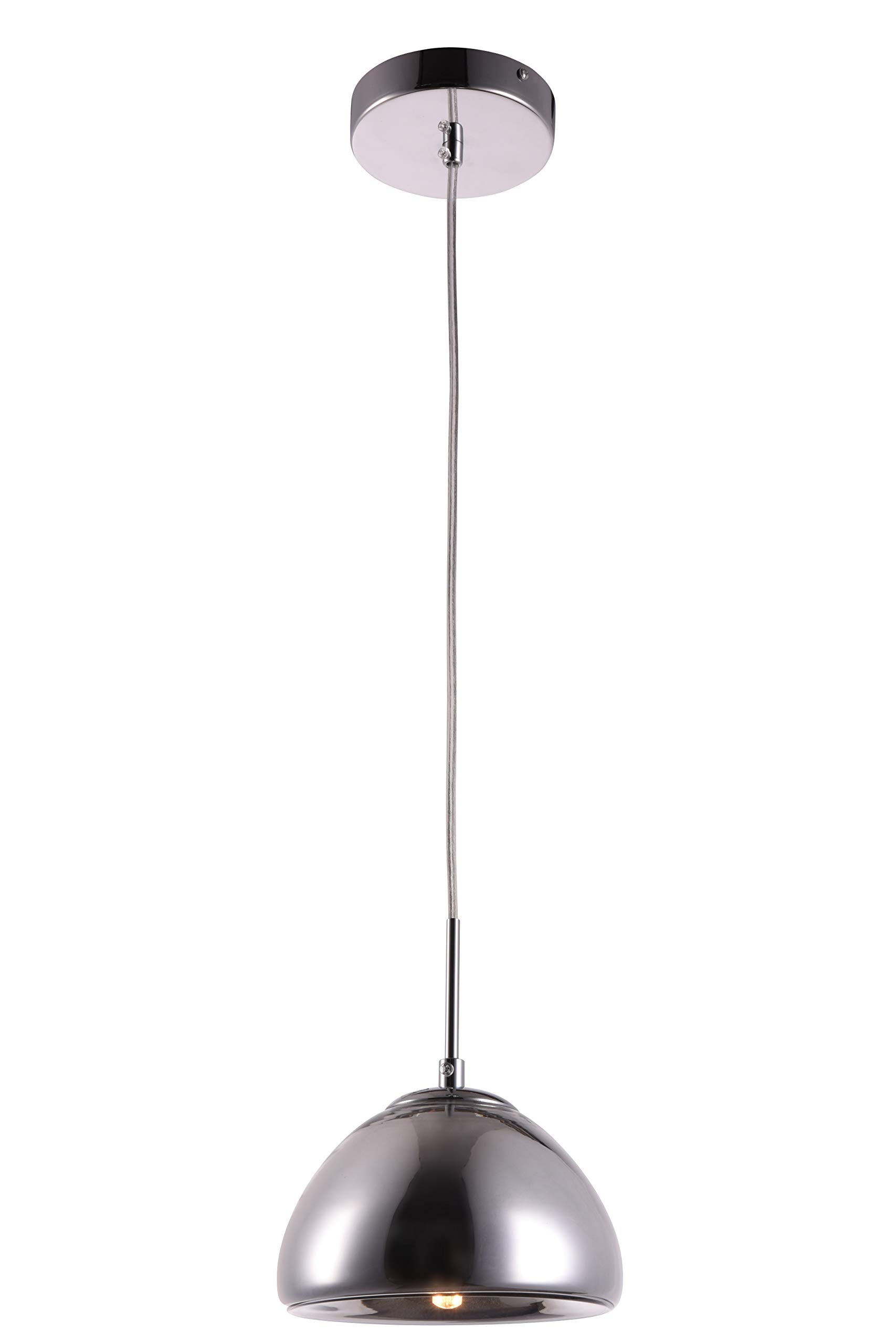Living District Chrome Finish Pendant Light, Reflection Collection, 7In Diameter, 5In Height