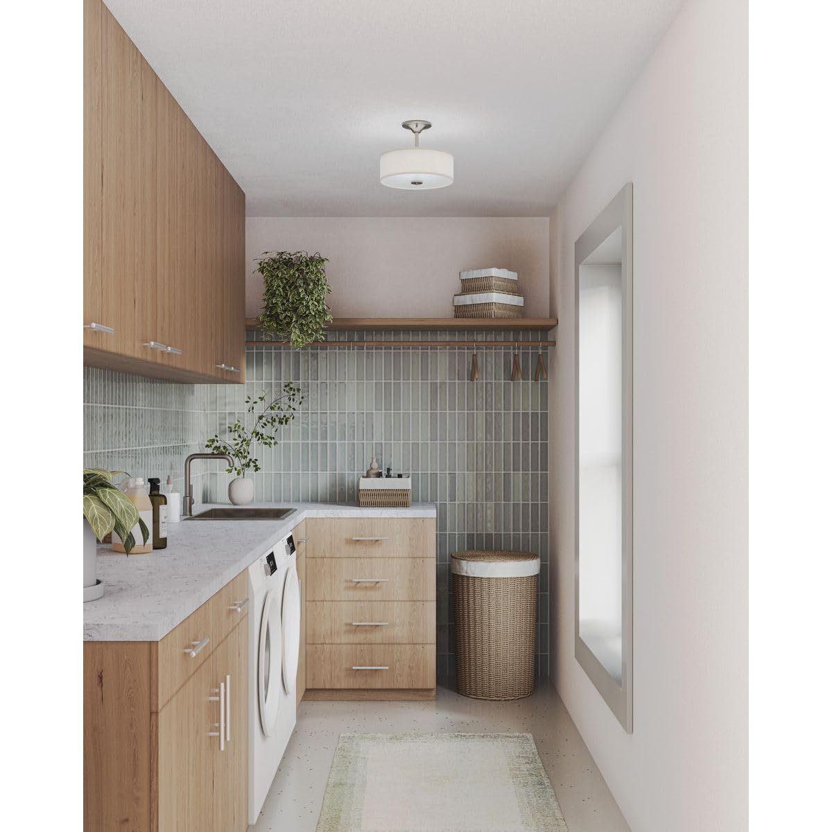 Progress Lighting P3712-09 Inspire Two-Light Semi-Flush, Brushed Nickel