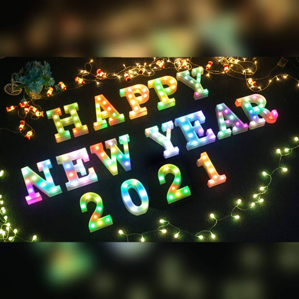 LED Marquee Light Up Signs, Battery Powered Color Changing for Wall, Bedroom - Remote Control RGB Letter T