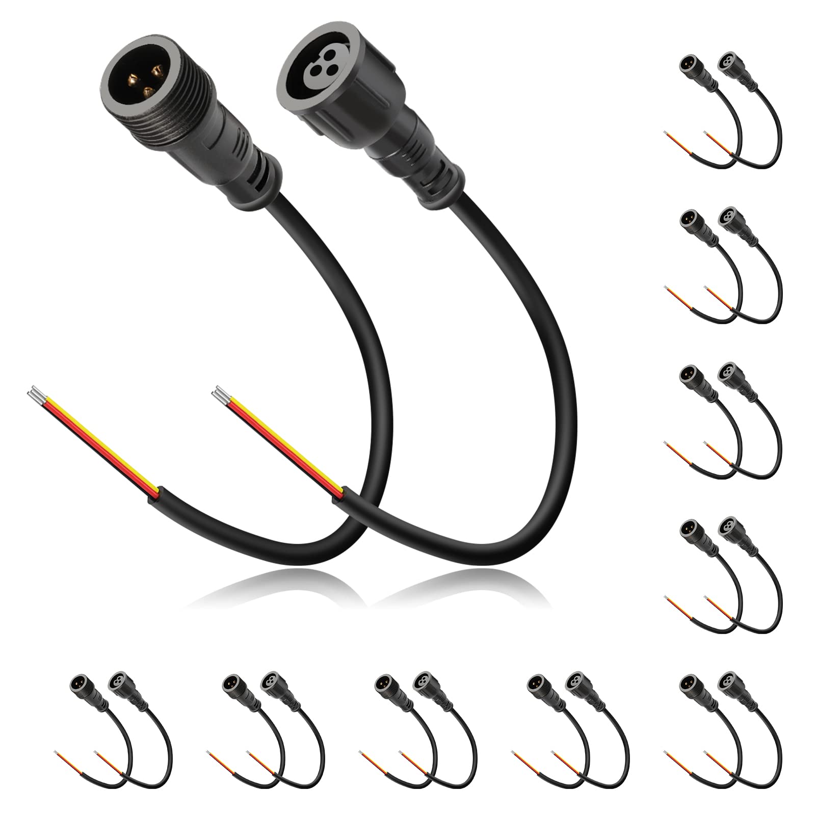 Evertine Waterproof Wire Connectors 3 Pin 20In Xconnect Electrical Pigtail, 3 Way Low Voltage Wire Connector For Landscape Light