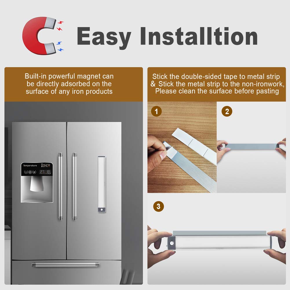 Yanegrt 54 Led Closet Light 2 Pack, 2200Mah Rechargeable Motion Sensor Cabinet Light Indoor Wireless Magnetic Led Lights, 12.5In