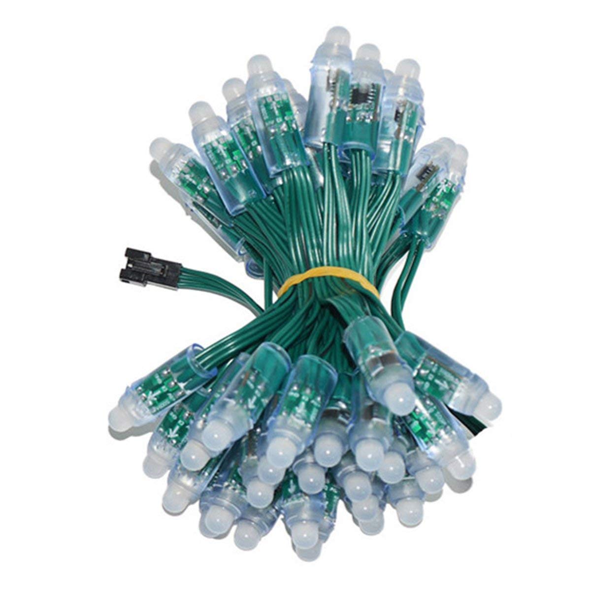 WESIRI WS2811 Diffused Digital RGB LED Pixel Lights Green Wire Individually Addressable Round DIY LED Pixels Module IP68 Waterpr