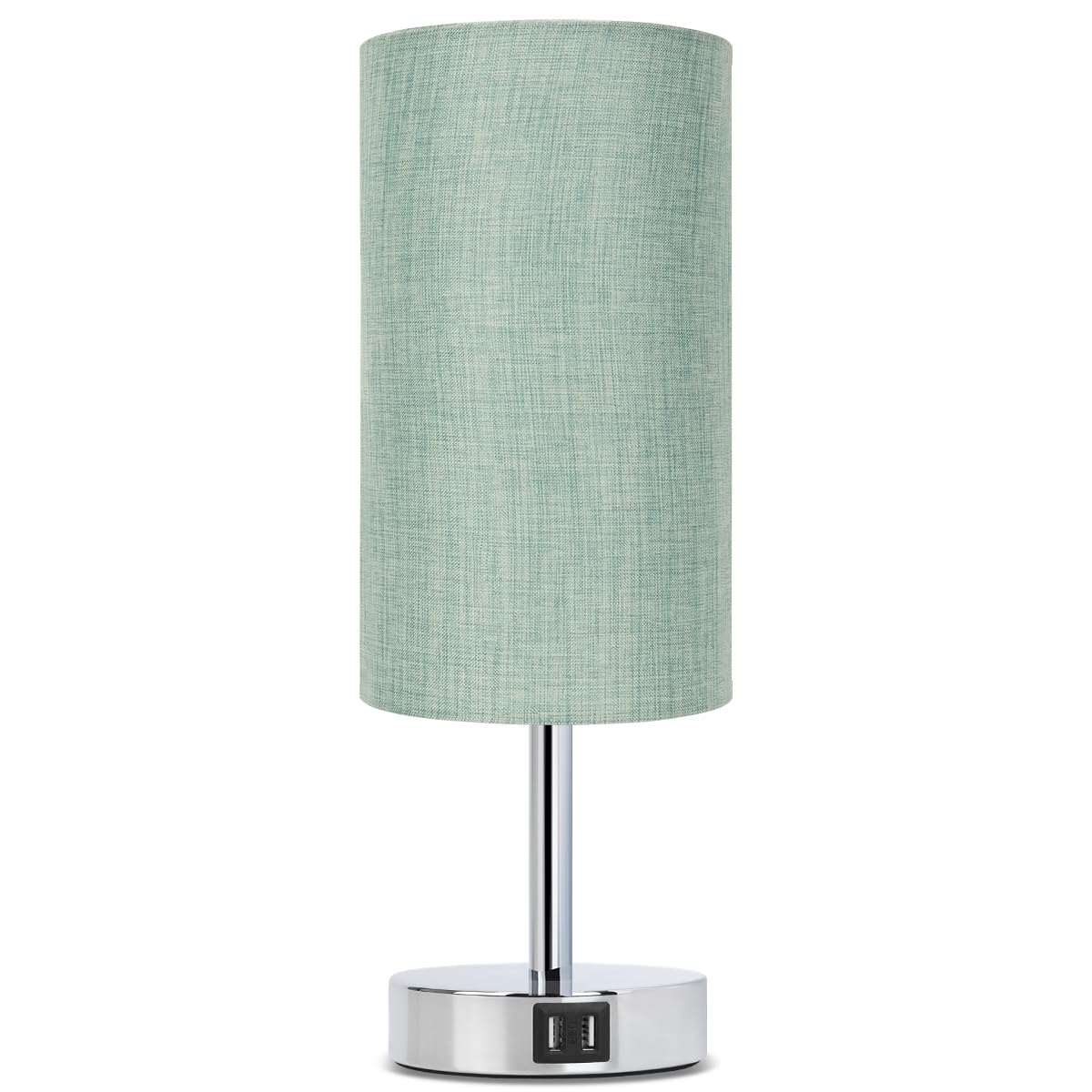 Yarra-Decor Touch Control Bedside Lamp with USB Port, 3 Way Dimmable, Light Denim Blue Shade, LED Bulb Included