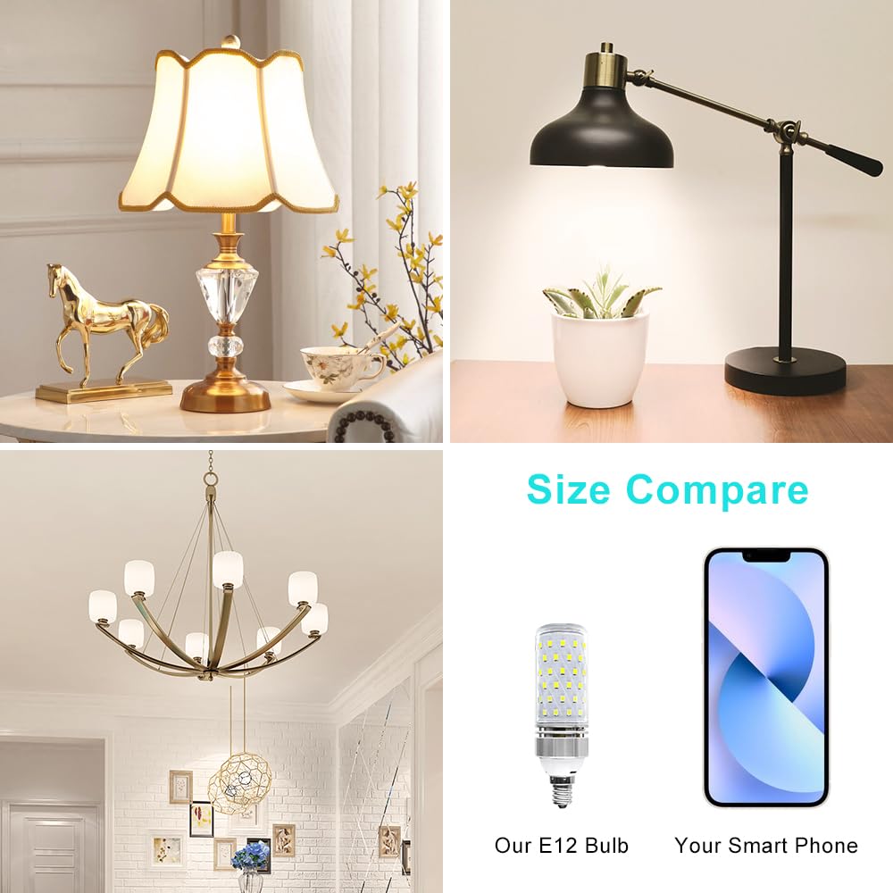 LEDLightsWorld Super Bright E12 LED Bulb, 16W 1500LM, 4000K Natural White, Pack of 8, Non-Dimmable, CRI80+