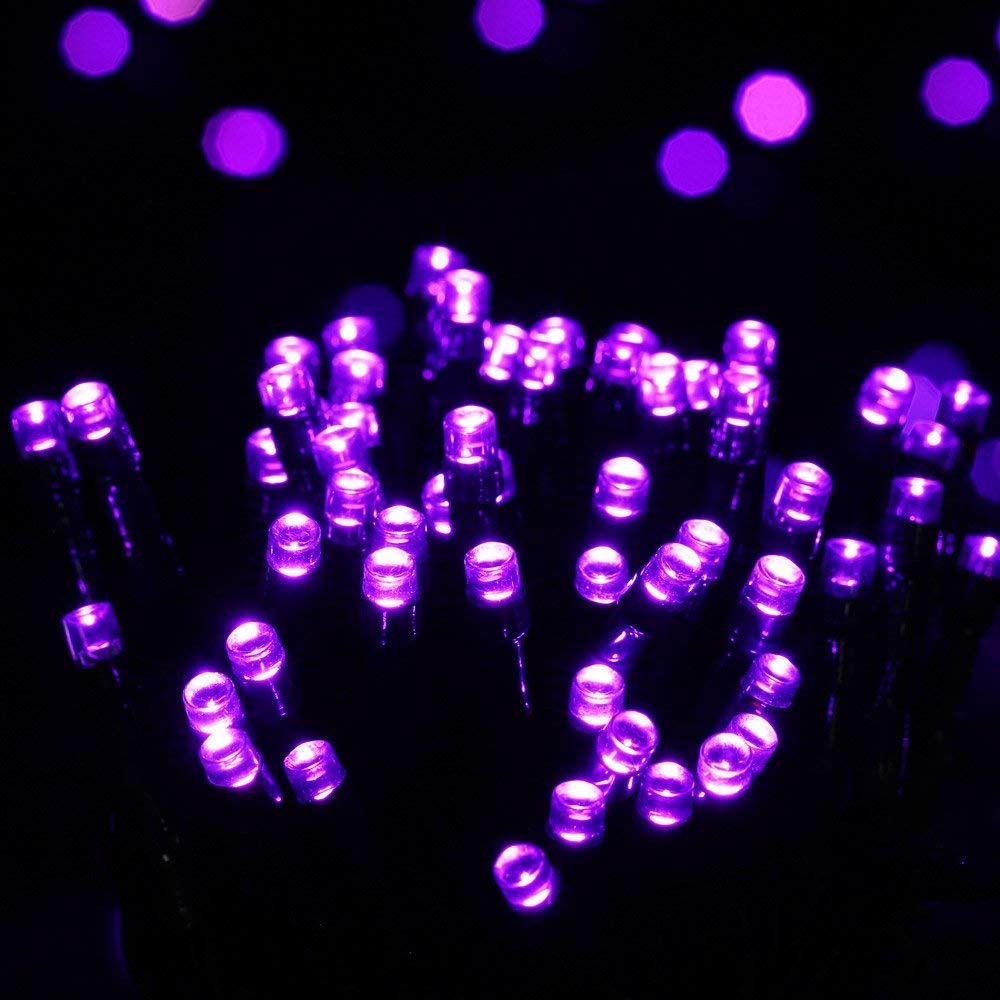 Toodour Solar Christmas Lights, 200 LED, 72ft, Waterproof, Purple, Model DSL-100-200, 8 Modes for Outdoor Decorations