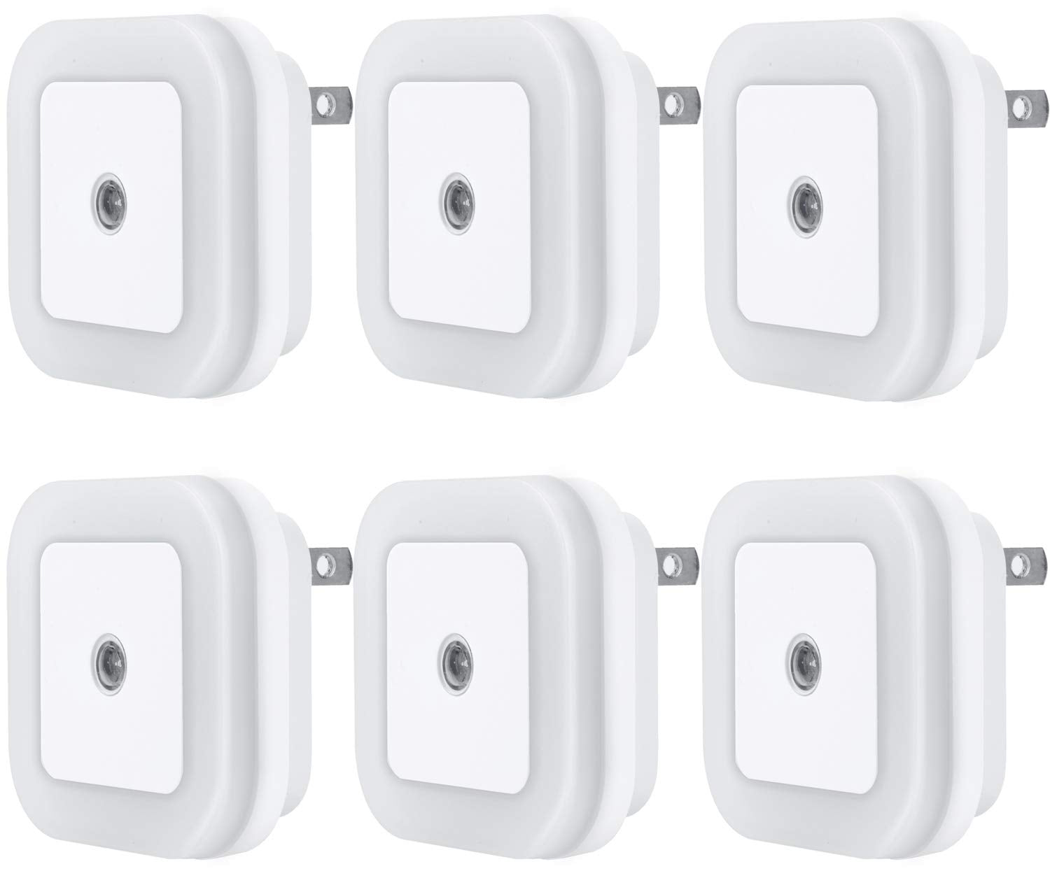 Uigos Led Night Light, Smart Dusk To Dawn Sensor, 0.5W, Daylight White, 6-Pack, Plastic