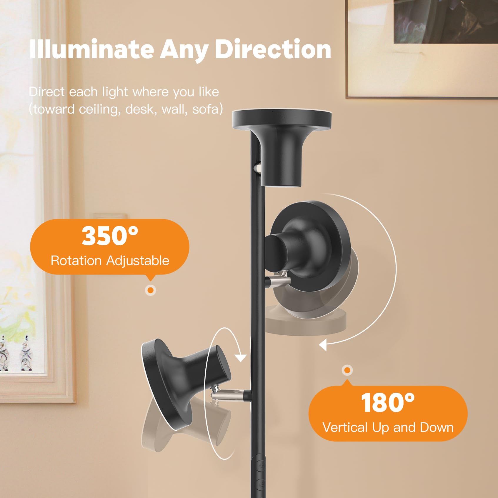 Sibrille 36W Led Tree Floor Lamp, Modern Dimmable Standing Lamp With Remote & Touch Control, 4 Color Temperatures, 3 Rotatable L