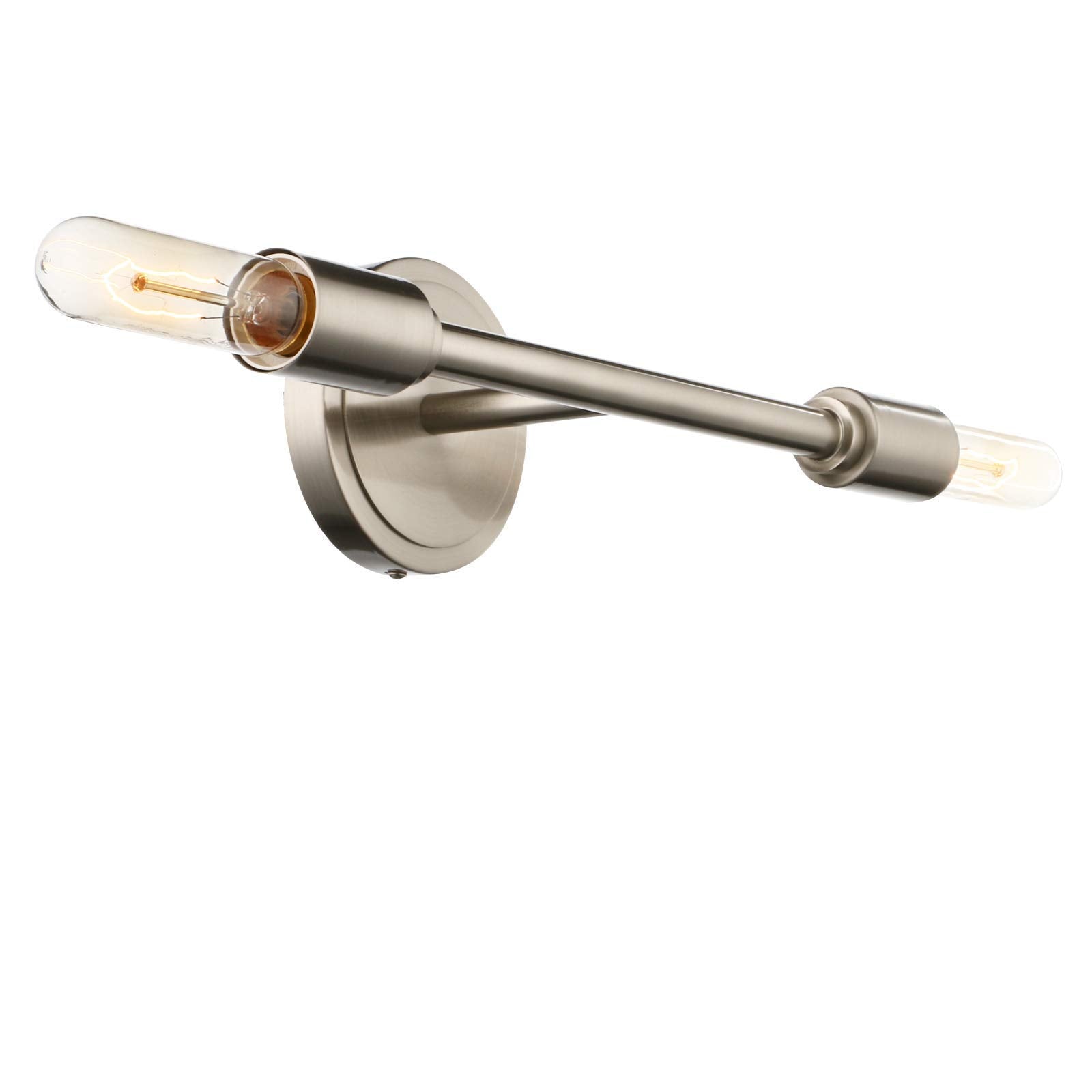 Phansthy Modern Double Sconce Wall Lighting, 2-Light Metal Fixture, Brushed Nickel, Model FTY1032, Ideal for Bathroom and Living Room