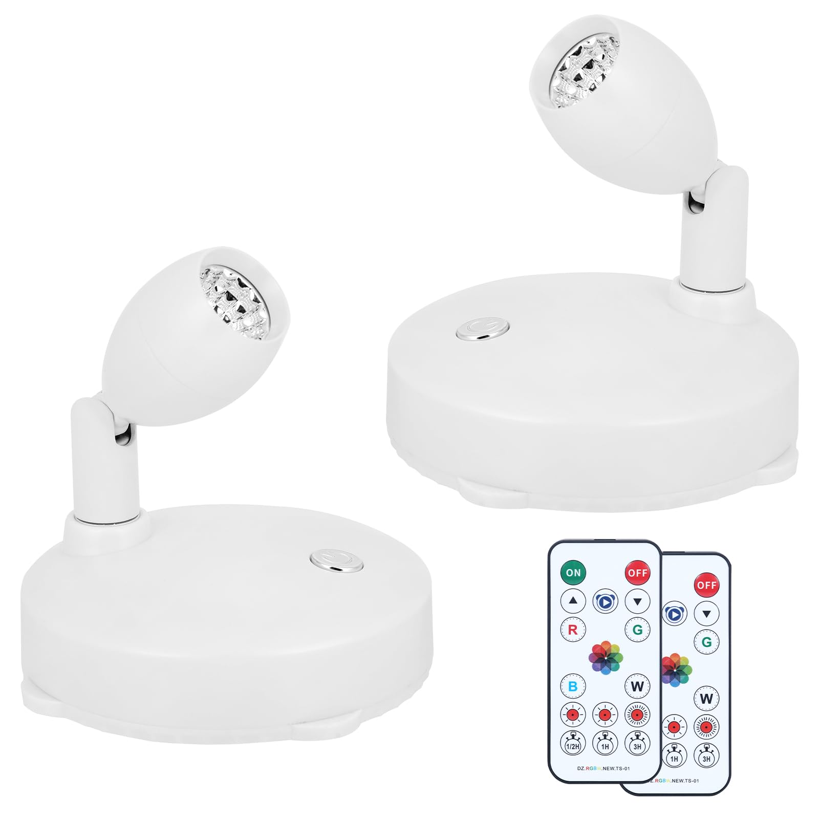 KANESIKI Cordless Spotlight Battery Operated, RGB Indoor Plant Light, Dimmable Accent Uplight with Remote, Color Changing Displa