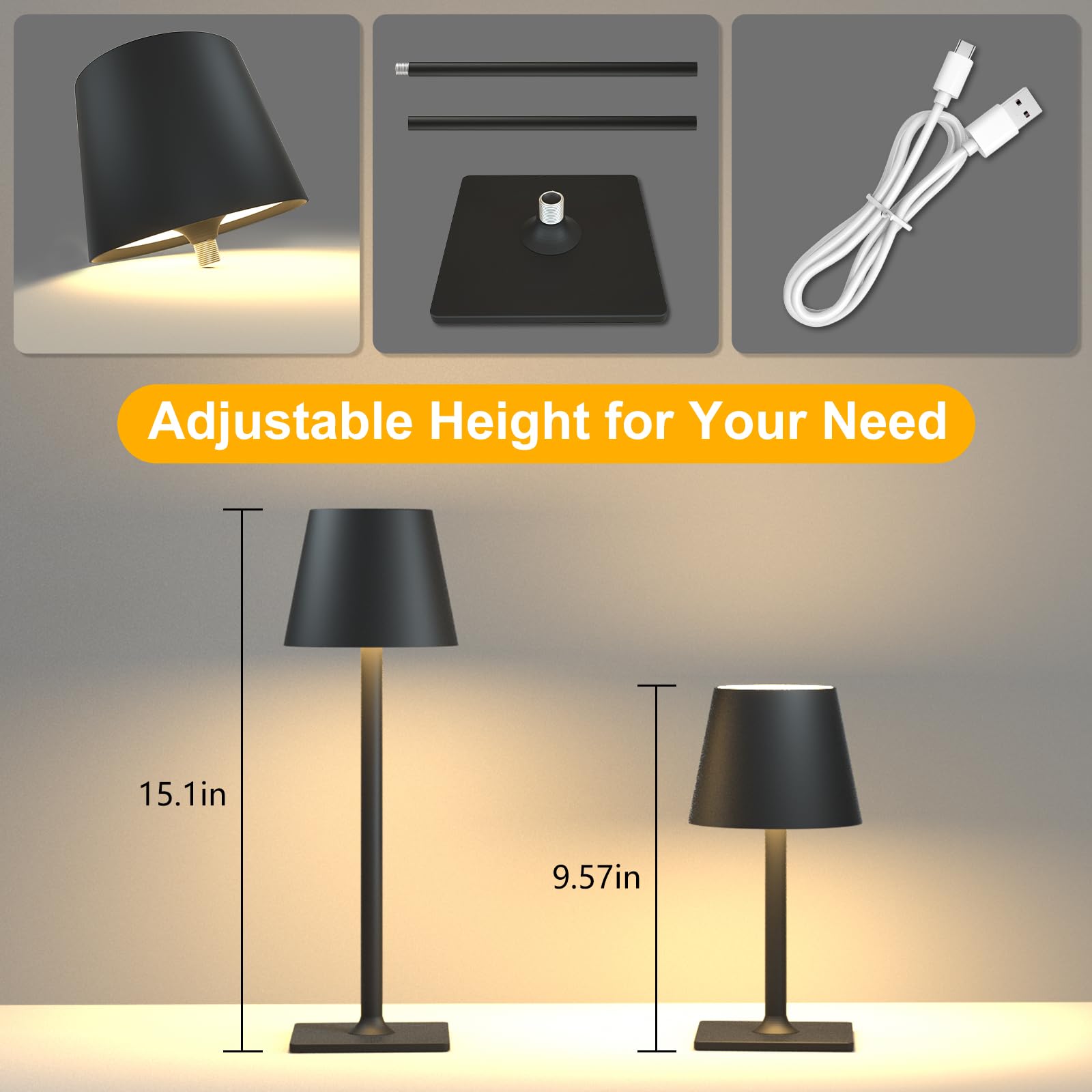 2 Pack Rechargeable Table Lamp - Cordless Led Lamp With 6000Mah Battery Operated Led Desk Lamp, Portable Table Light Outdoor For