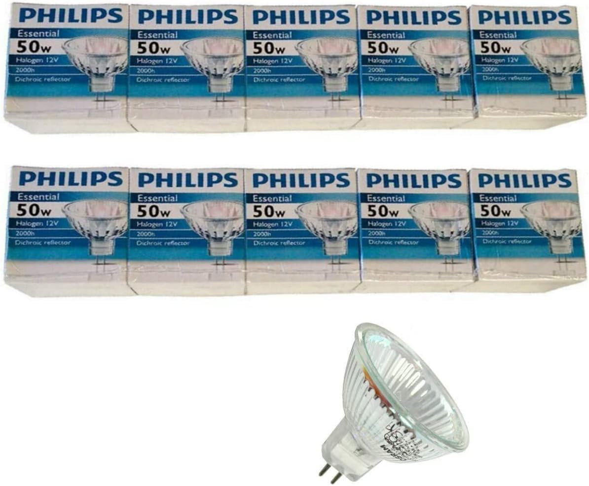 Mr16 Halogen Bulb 50W, Landscape Indoor Outdoor Flood, 2 Pin 12V Gu5.3 Base With Dimmable - Pack Of 10 Bundle With 1 Pack Of Dec