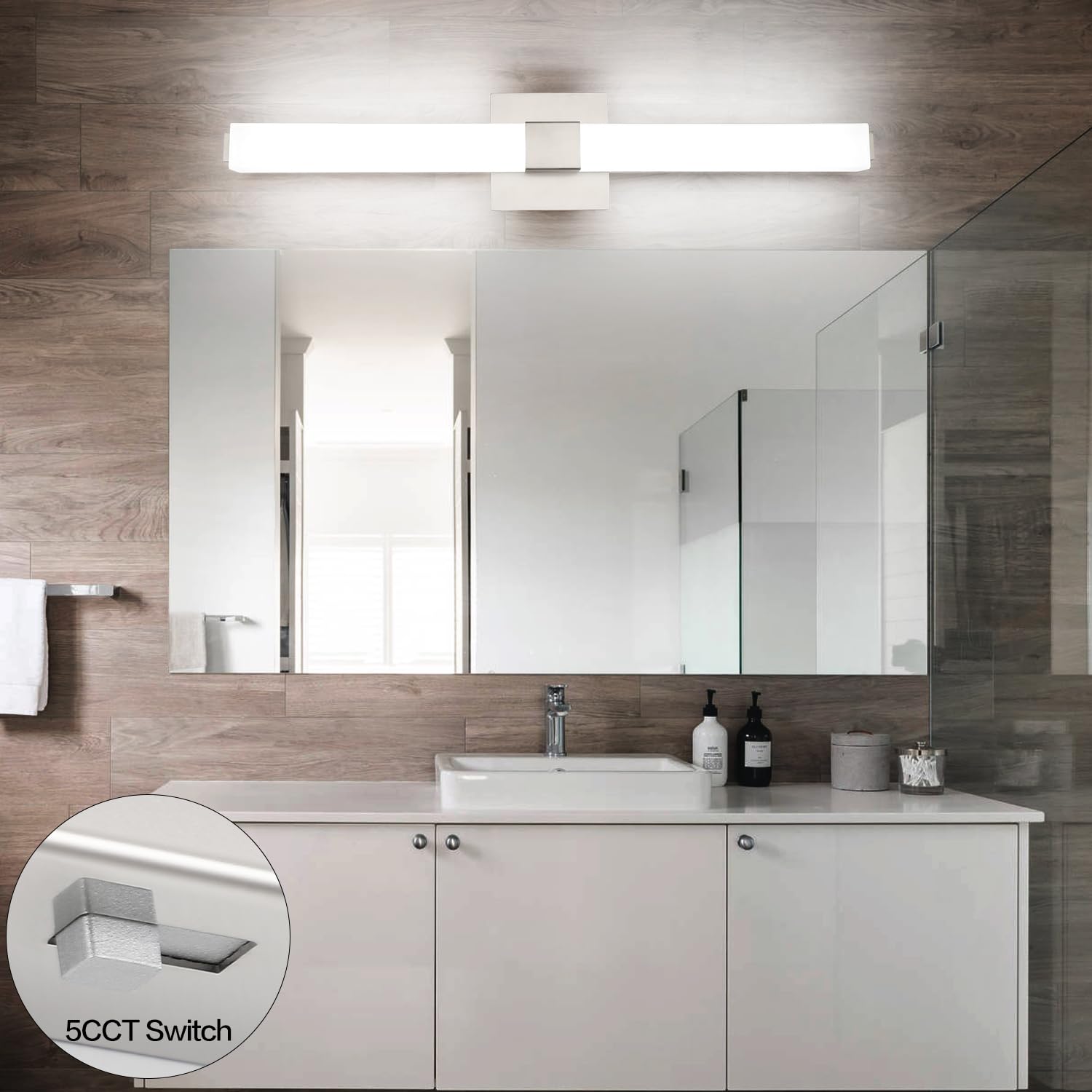 ZUZITO Modern Bahtoom Vanity Light Brushed Nickel, Bathroom LED Lights 32 Inch, 5CCT Dimmable Wall Lighting Fixtures for Bathroo