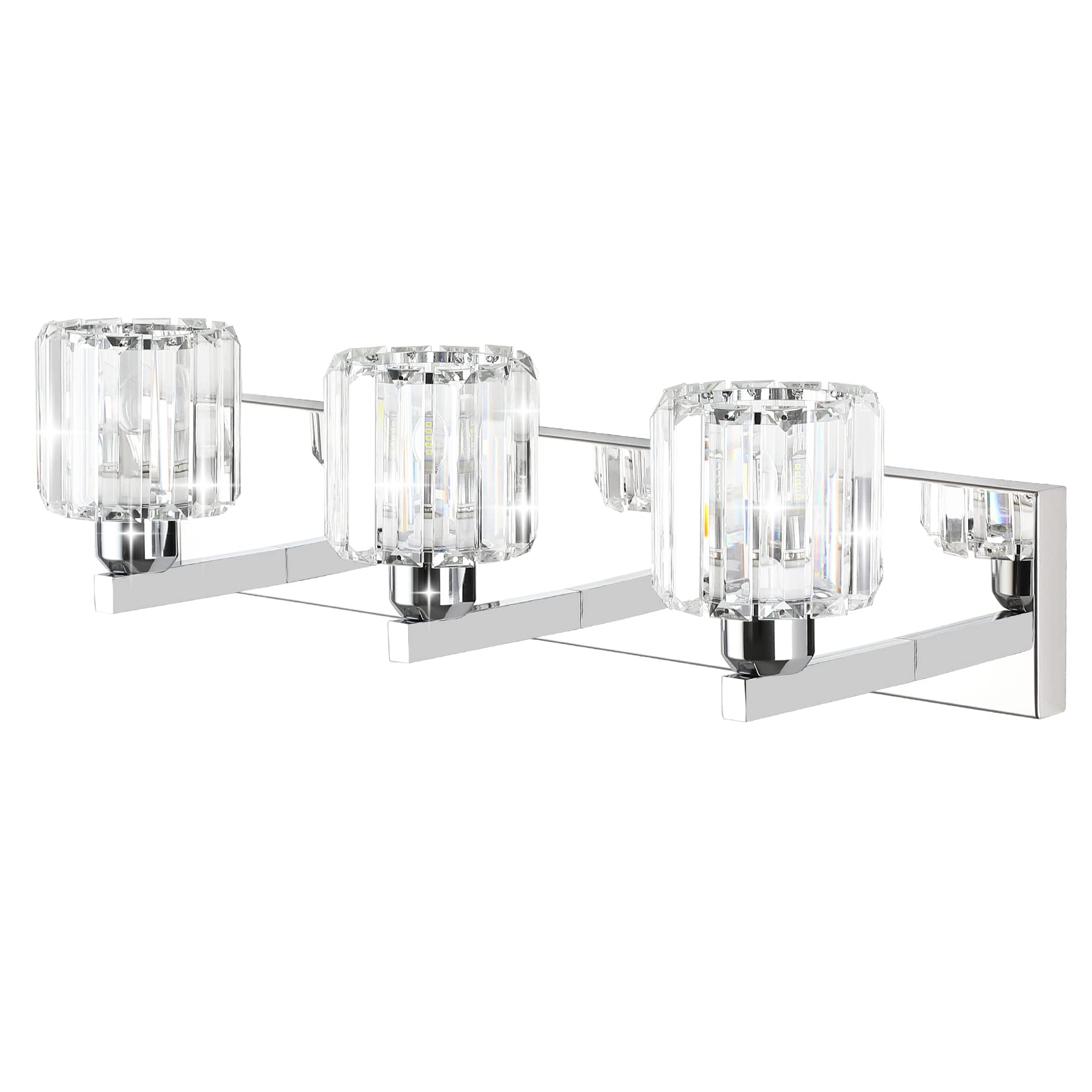 Aipsun Crystal Vanity Light Fixture - Modern 3-Light Wall Light For Bathroom, Chrome, 23 Inch, Model 8460