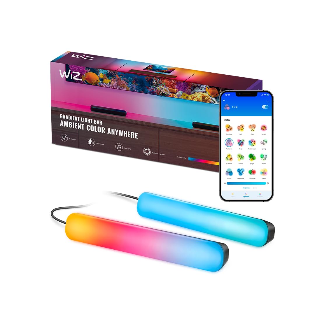 WiZ Connected Gradient Light Bars, RGBIC, Display Multiple Colors, 150 Lumens, Versatile Placement, Easy Setup, LED, Connect to 