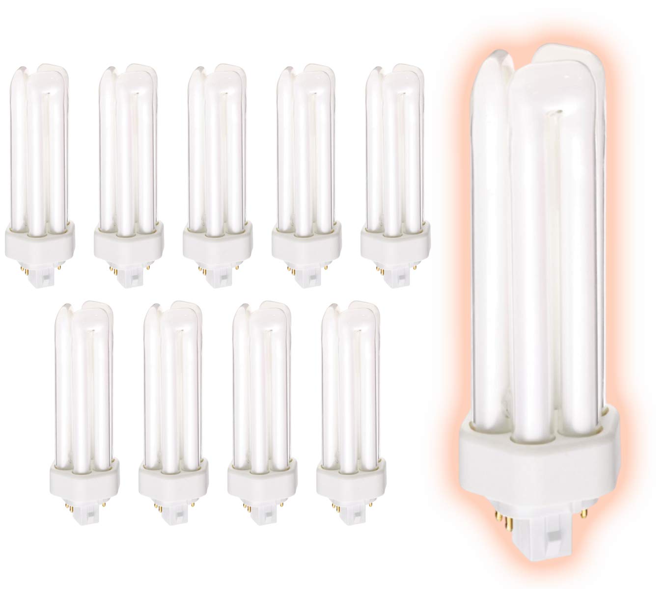 Goodbulb 32 Watt Cfl Light Bulbs 4 Pin Gx24Q-3 Base 5000K Daylight 32W High Output 2400 Lumens Triple Tube Compact Fluorescent Light Bulbs Plug-In Car Dealership Lighting 10 Pack