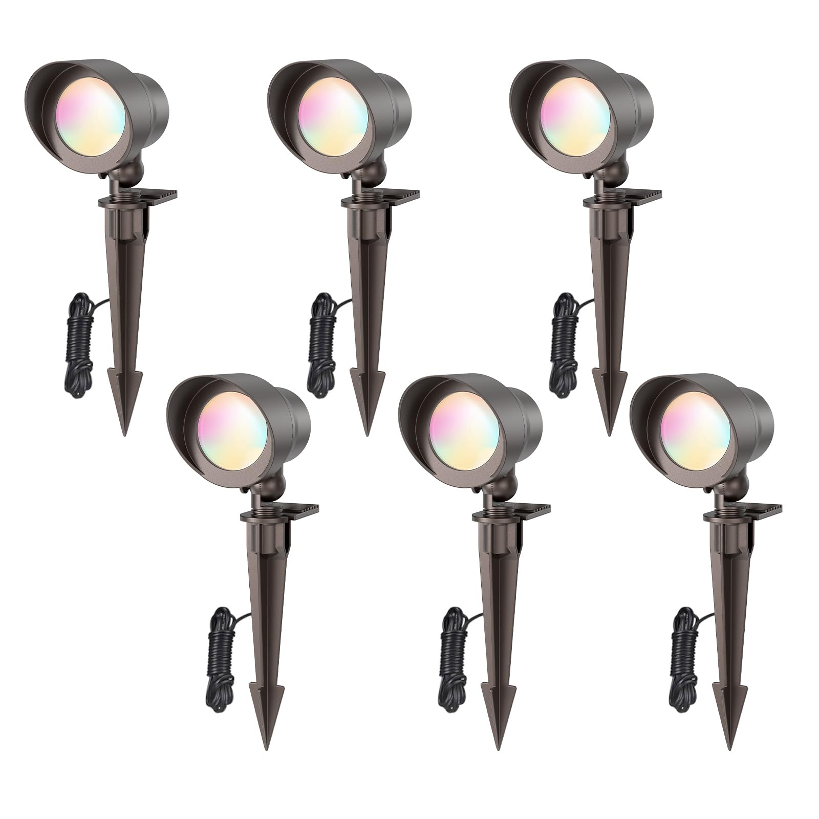 Glitgate 3CCT Landscape Spotlight Low Voltage, 5W 12-24V CRI90+ LED Landscape Lights 3000k 4000k 5000k Selectable, IP65 Waterpro