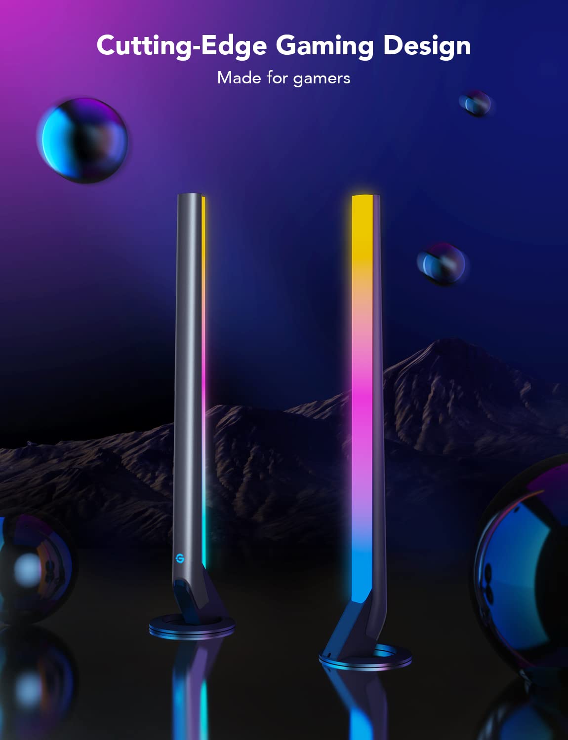 Govee H6047 RGBIC Gaming Light Bars, Wi-Fi LED with Music Modes, 16.7 in, Smart Controller, Works with Alexa & Google Assistant