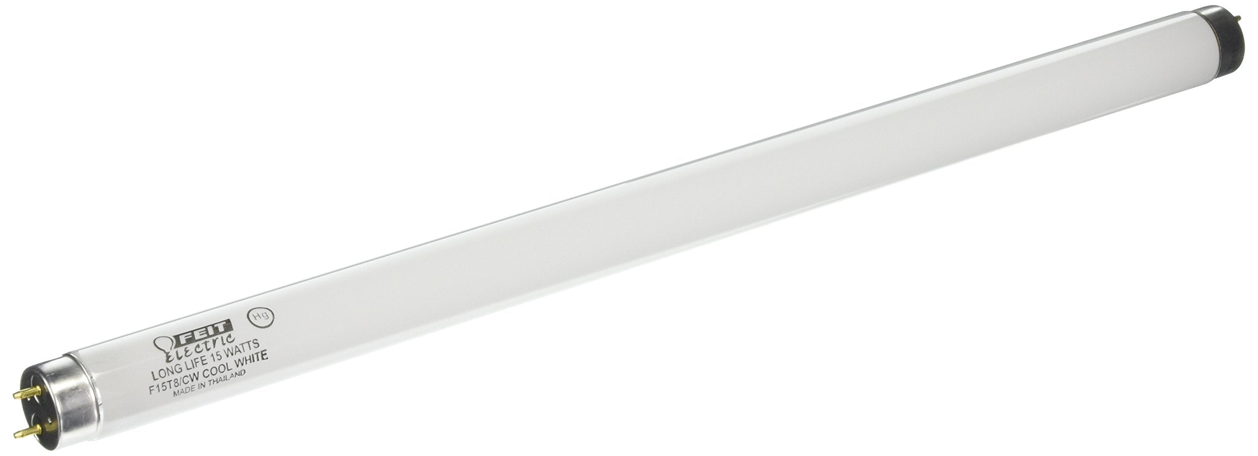 Feit Electric F15T8/CW Fluorescent T8 Tube, 15W, 18in, G13 Bi-Pin Base, Cool White, 1 Count
