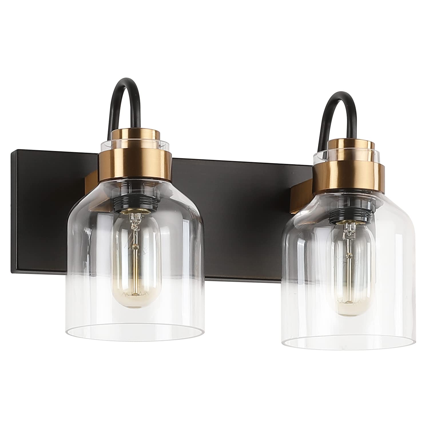 PRESDE 2 Light Bathroom Vanity Light Fixtures, Metal, Oil Rubbed Bronze, Vintage Black Brushed Bronze Base, 2-lights