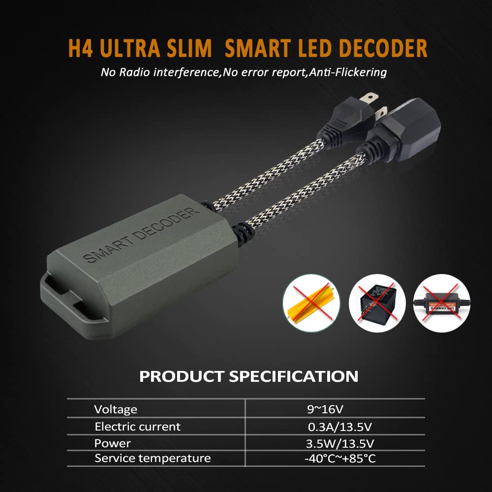 Bestview H4 9003 Canbus Decoder Kits Compatibility Anti Flickering Resistor Warning Canceler Pack Of 2