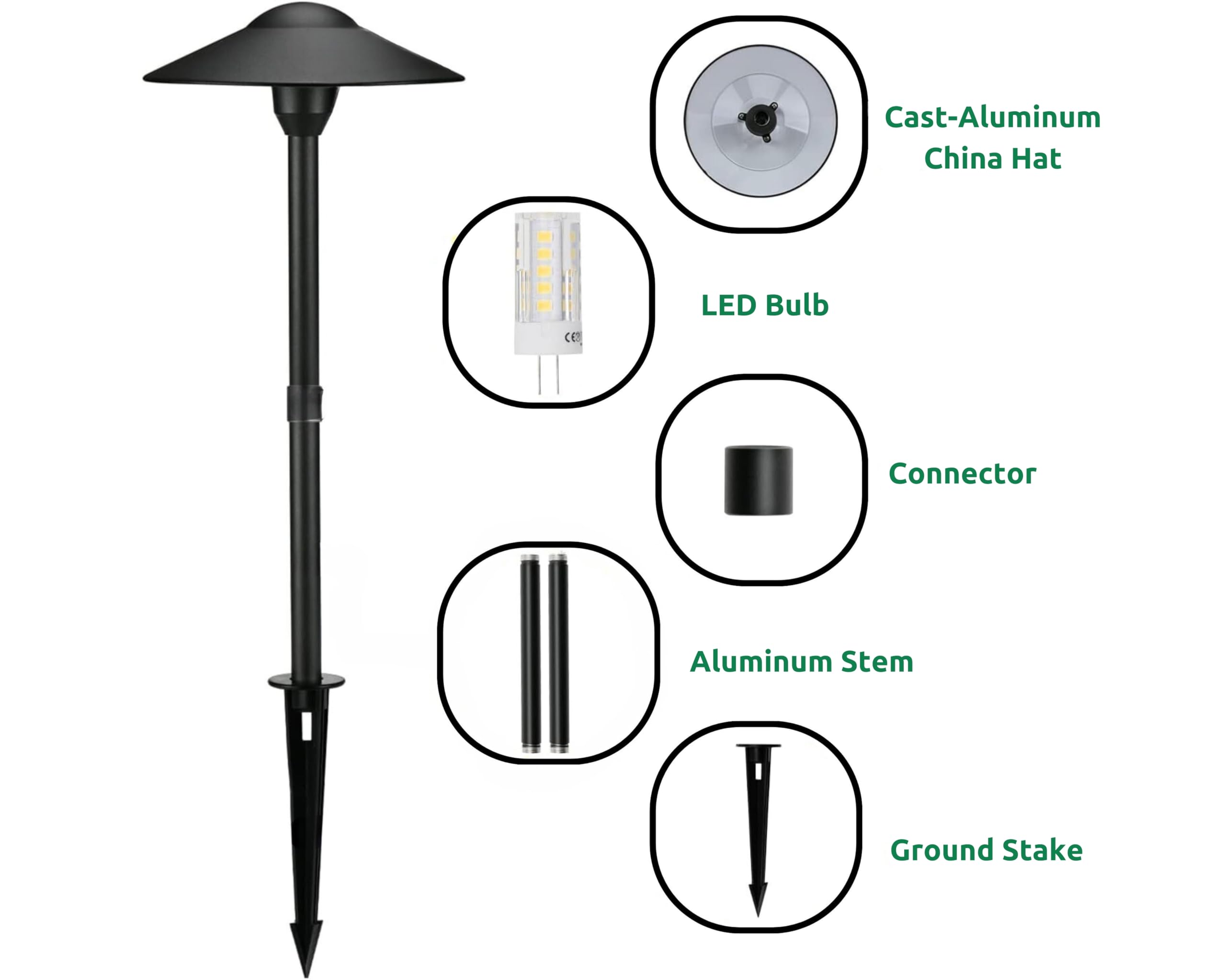 Lumina Lighting® 3W Landscape Lights, Warm White, Aluminum, 12V, Black, 8-Pack, Model PAL0101