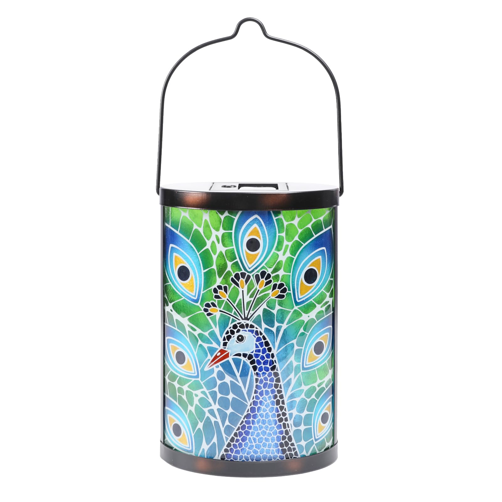 Afirst Hanging Solar Lantern Outdoor Glass Peacock Lights Waterproof LED Lamp for Garden Yard Tree Desk Decor