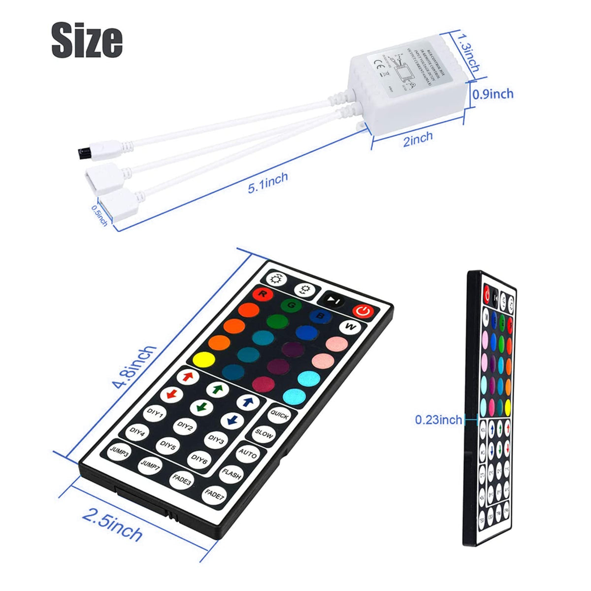 44 Button Led Remote Ruirui 44 Keys RGB LED Controller - Dual Outputs, Wireless Remote, Pla ...