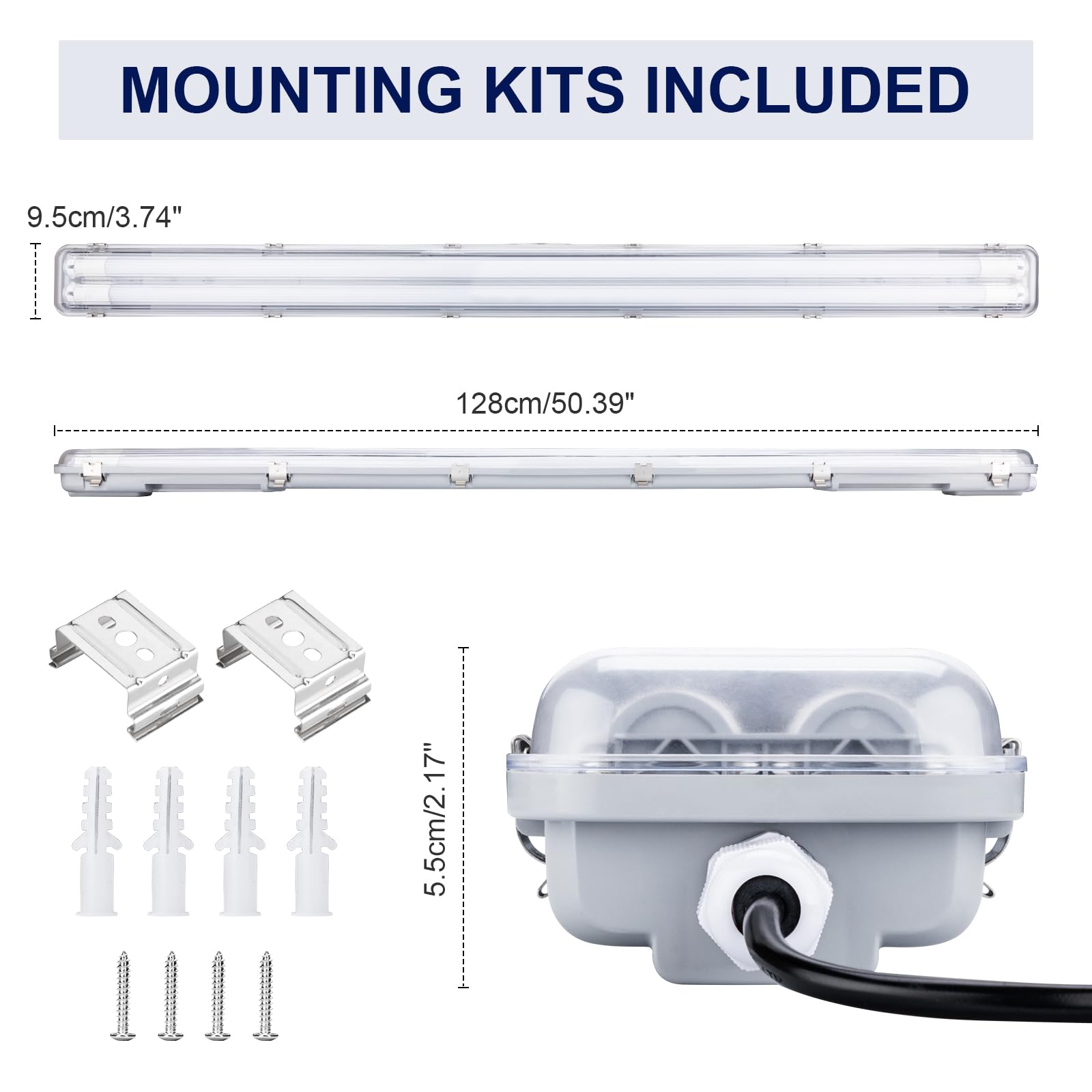 Brillihood 4Ft Led Vapor Tight Light Fixtures, 48W, 4200Lm, 6000K Bright White, Clear Cover, Ip65 Waterproof Vapor Proof Lights