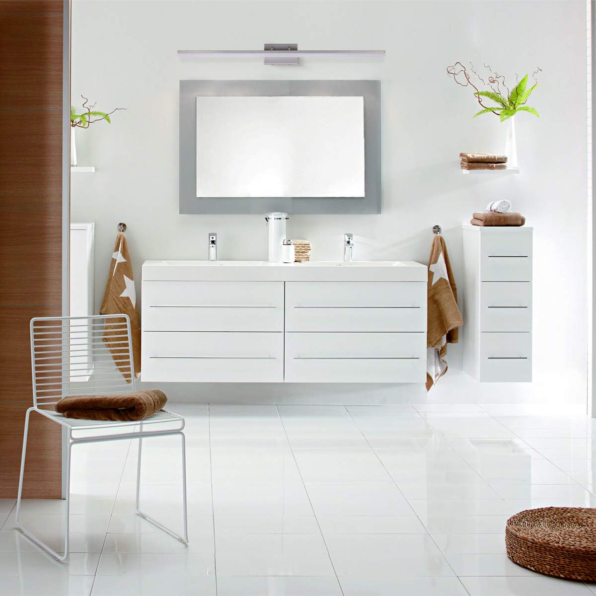 Mirrea 48In Modern Led Vanity Light For Bathroom Lighting Dimmable 46W Brushed Nickel (Cold White 5000K)