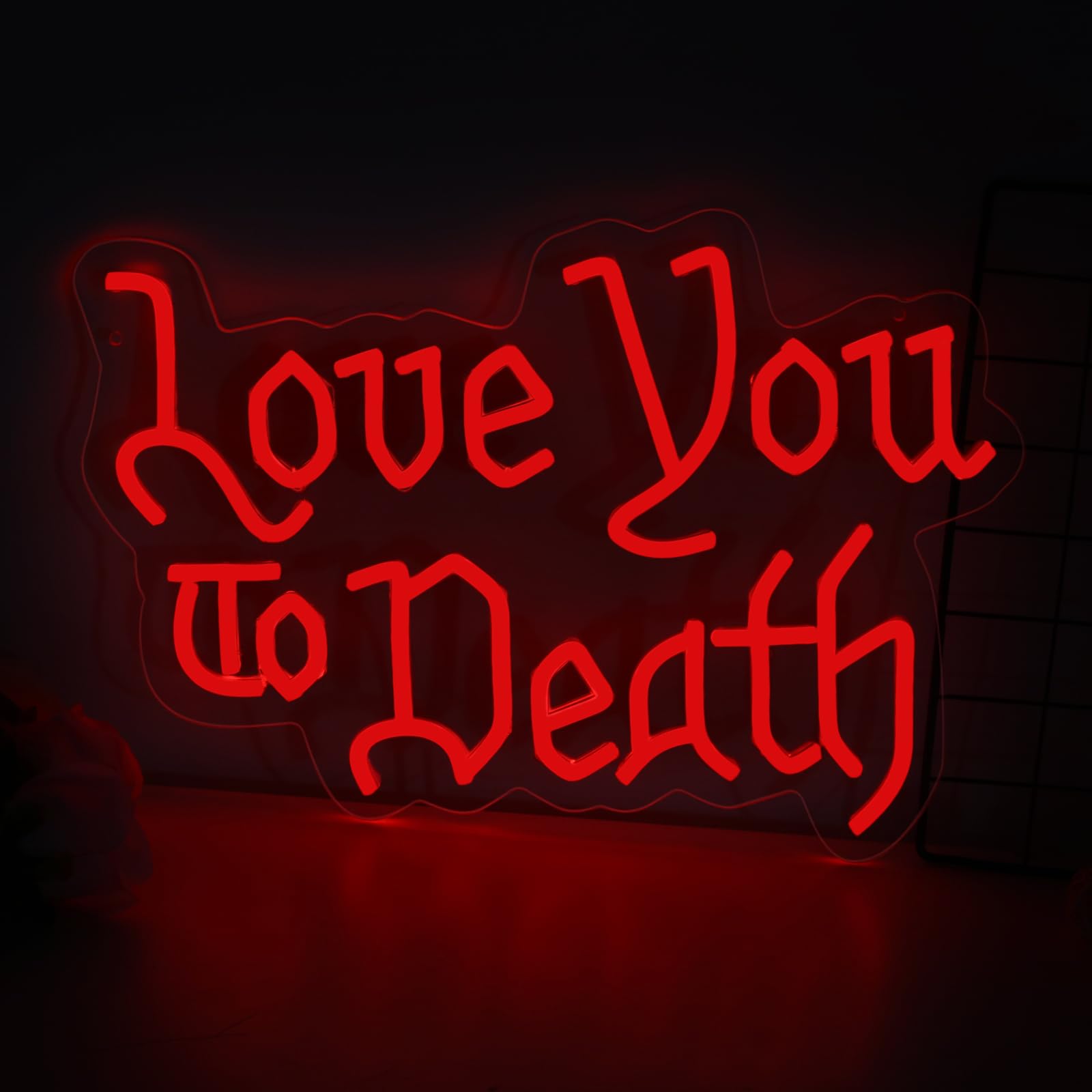 mllusxg Love You to Death Neon Sign, 5-Level Dimmable, Large, Goth Room Decor, Gothic Wedding Sign