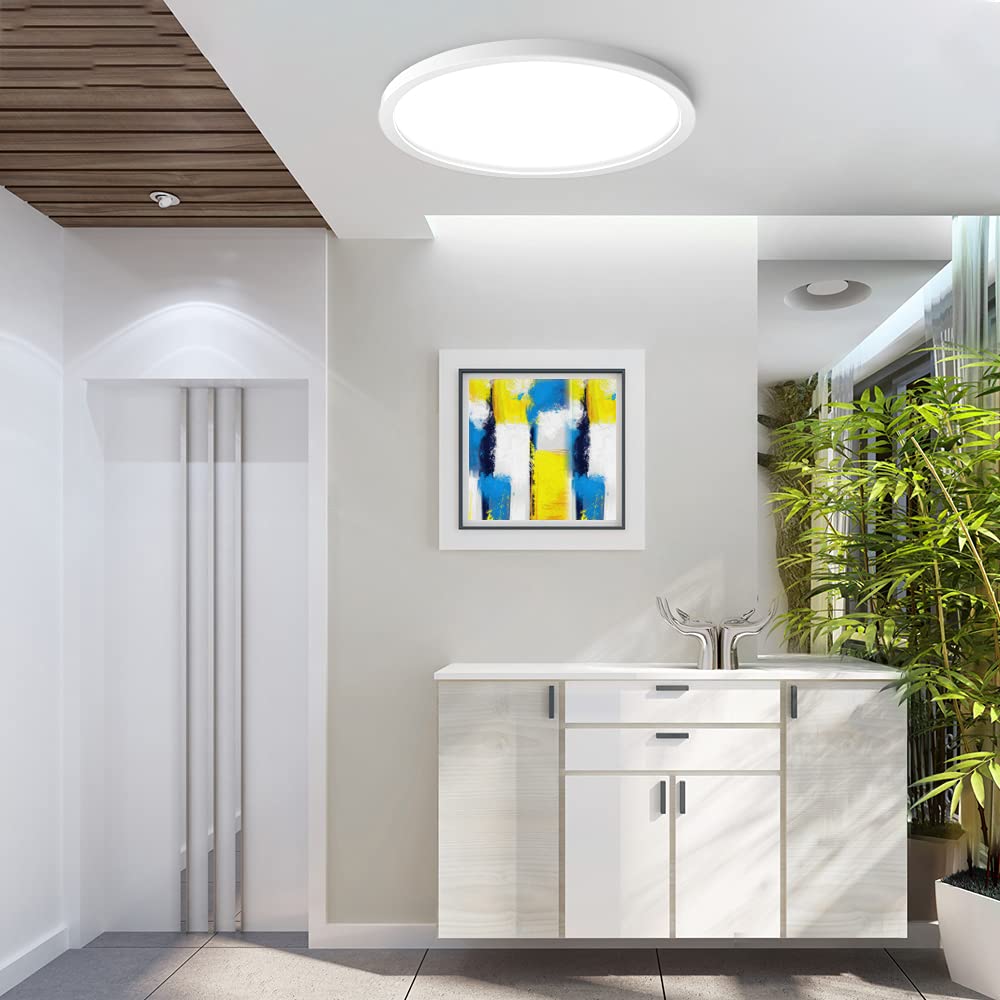 Inshareplus 9 Led Flush Mount Ceiling Light, 5000K Daylight White, 18W Modern Fixture For Bathroom, Kitchen, Living Room, Hallway