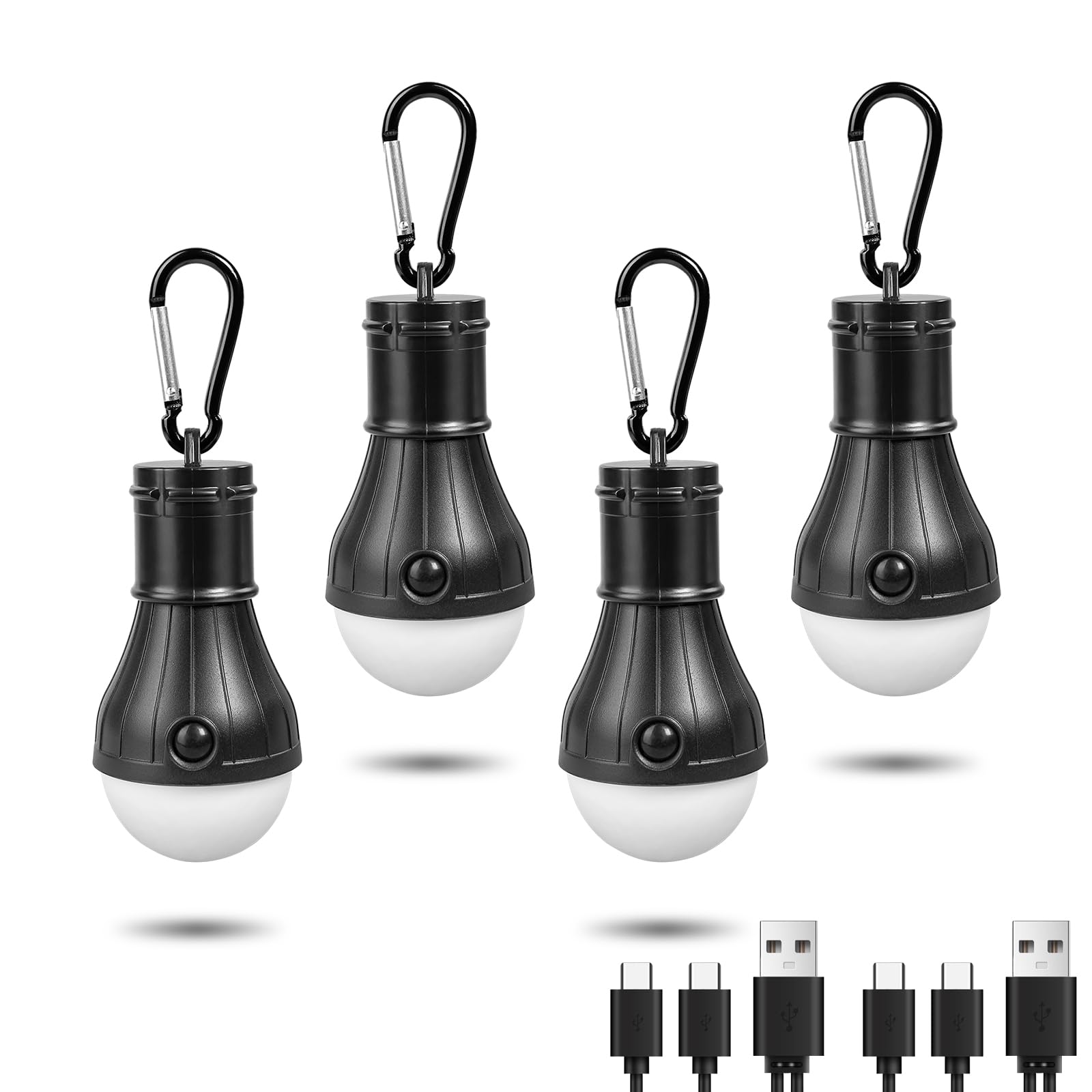 Jarxin Led Camping Lantern Usb Rechargeable,Outdoor Tent Lights For Camping Hanging,Kids With Clip Hook Camping Flashlight (4 Pa
