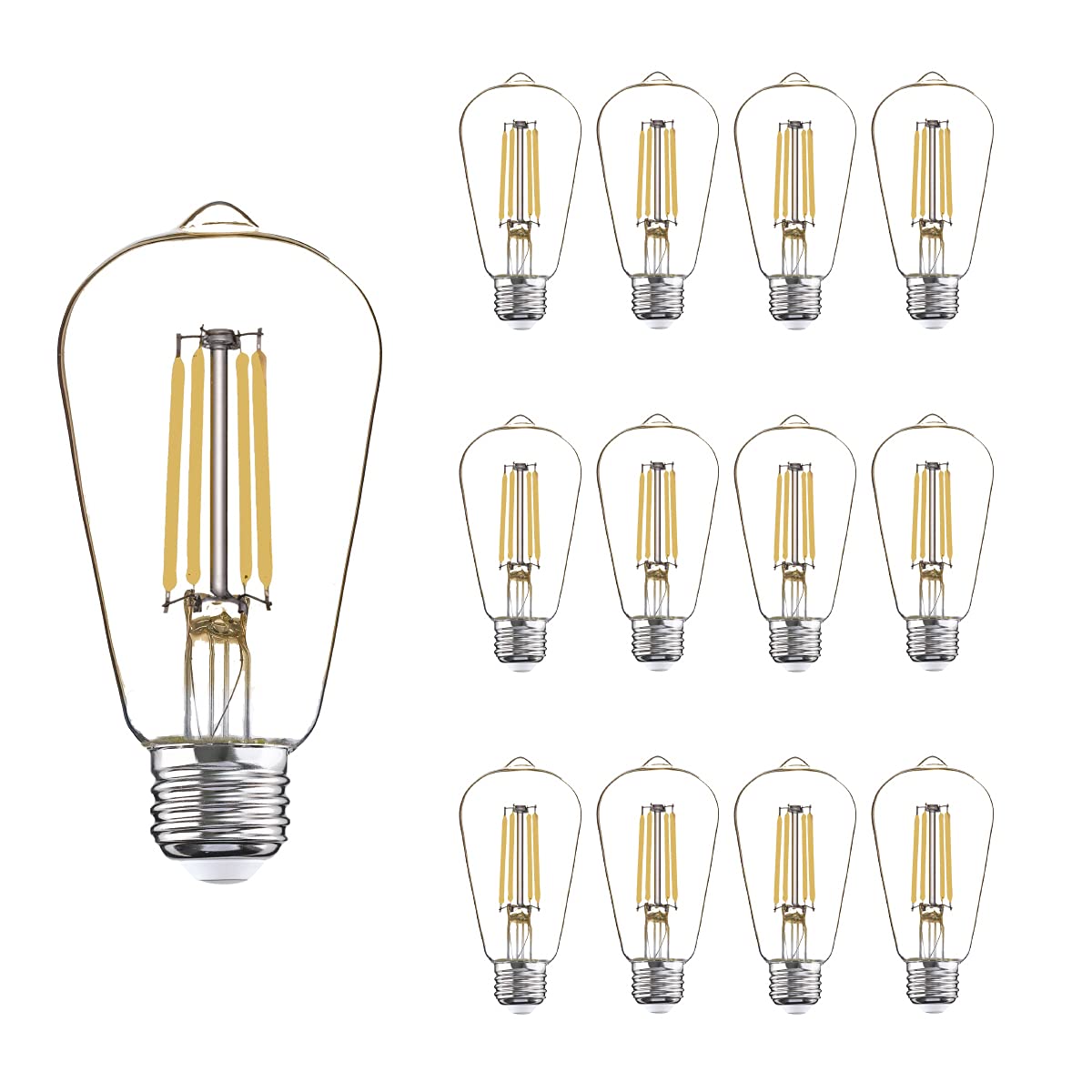 12 Pack Led Edison Bulbs 40W Equivalent,4 Watt Led Filament Bulb,4000K Daylight White St19 Light Bulb,450Lm E26 Vintage Led Bulbs For Ceiling Light Fixtures, Non-Dim