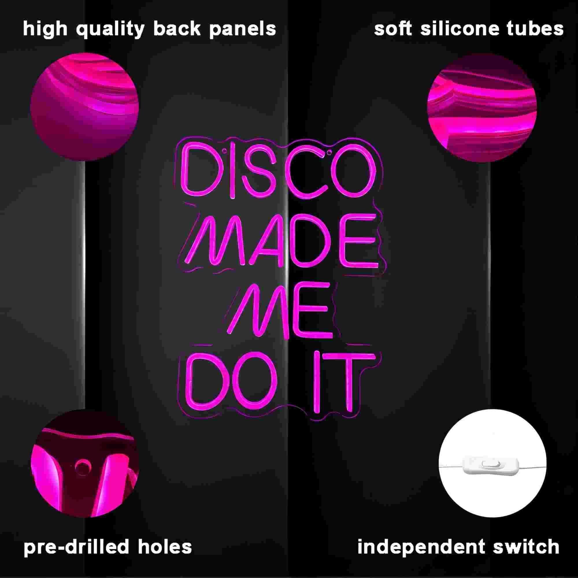 Disco Made Me Do It Led Neon Light Signs For Wall Decor  Pink Neon Light Signs For Bedroom Bachelorette Party Birthday Wedding Engagement Party Bar Club Neon Sign Art Gift(12.4 * 16.1In)