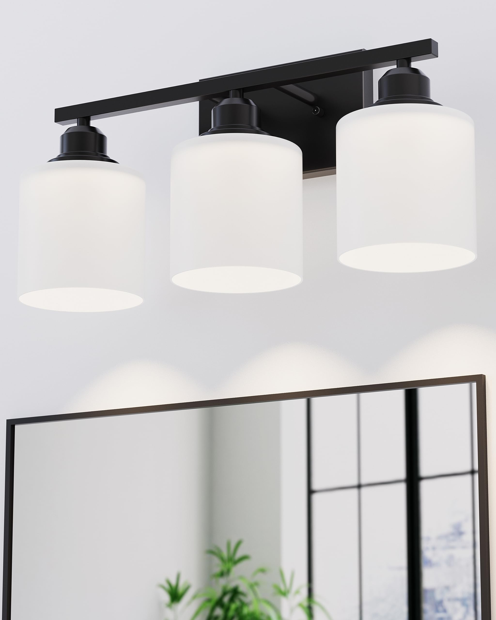 Sailstar 3-Light Bathroom Vanity Light, Anti-Rust Matte Black Bathroom Light Fixtures Over Mirror, Modern Bathroom Lights Wall M