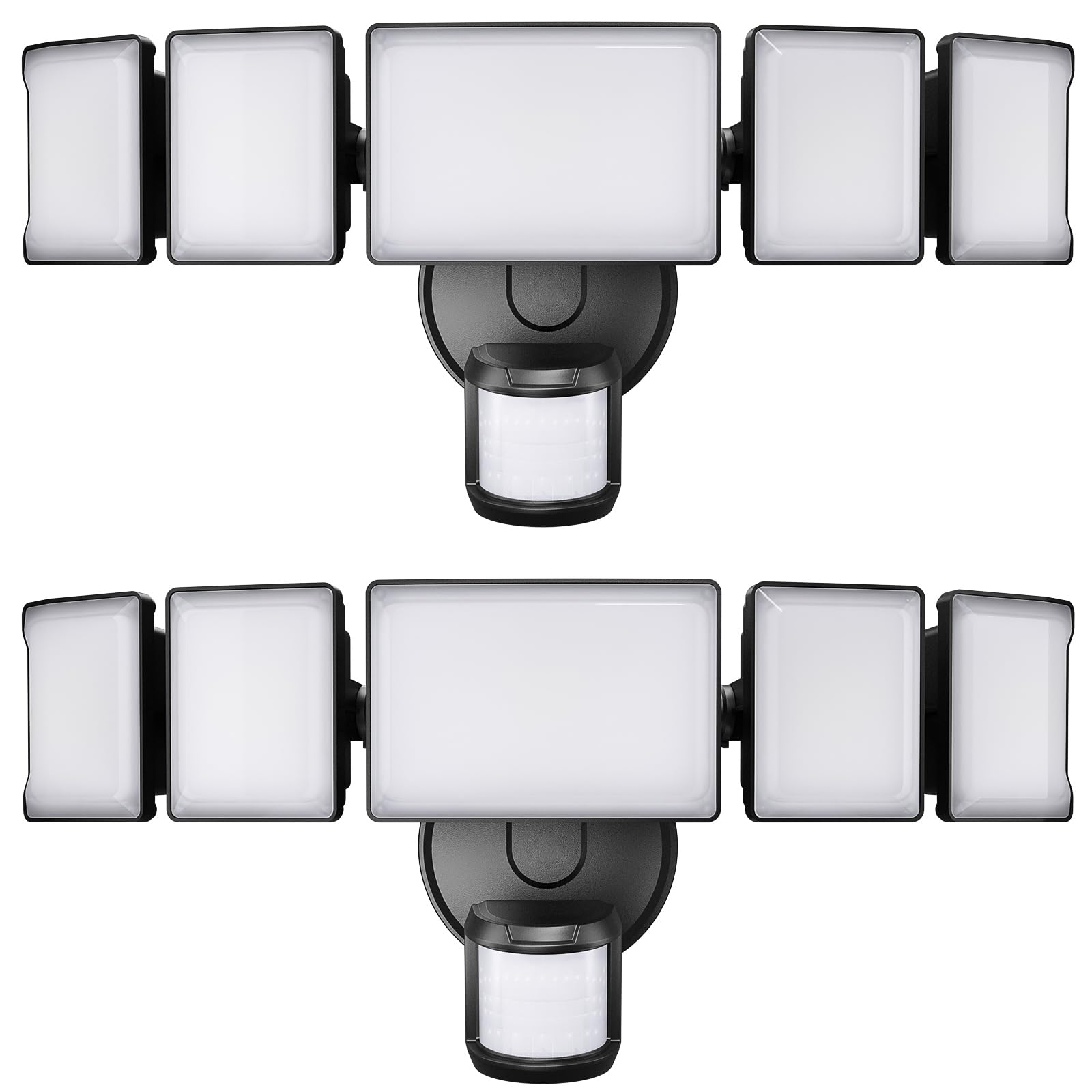 Olafus 100W Motion Sensor Flood Lights, 10000LM, IP65 Waterproof, 2 Pack, Black, Model 5-LBG100M
