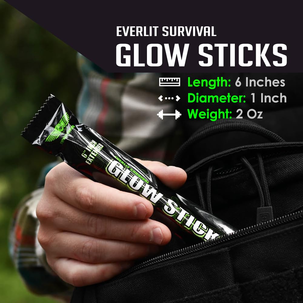 EVERLIT 24 Glow Sticks - 6 Inch Green Light Sticks for Emergencies, Parties, Camping - 24 Pack
