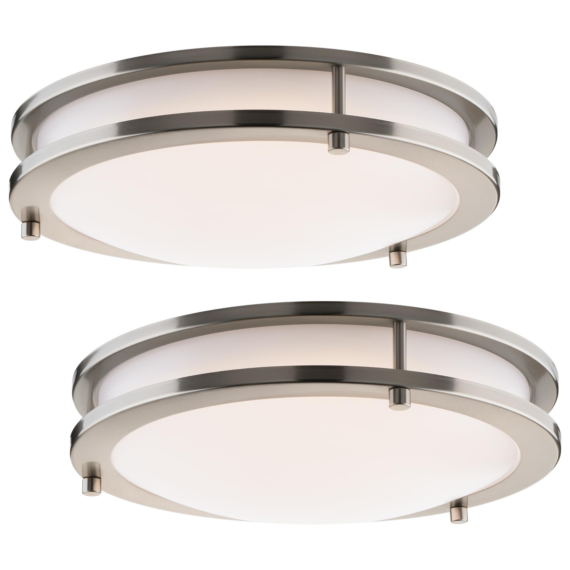 East Grove Home Builder Essential Axis LED 14in Round Flush Mount 20W 1 500 Lumens with 5-CCT Selectability 2700-3000-3500-4000-5000K in Brushed Nickel (Pack of 2 Lights)
