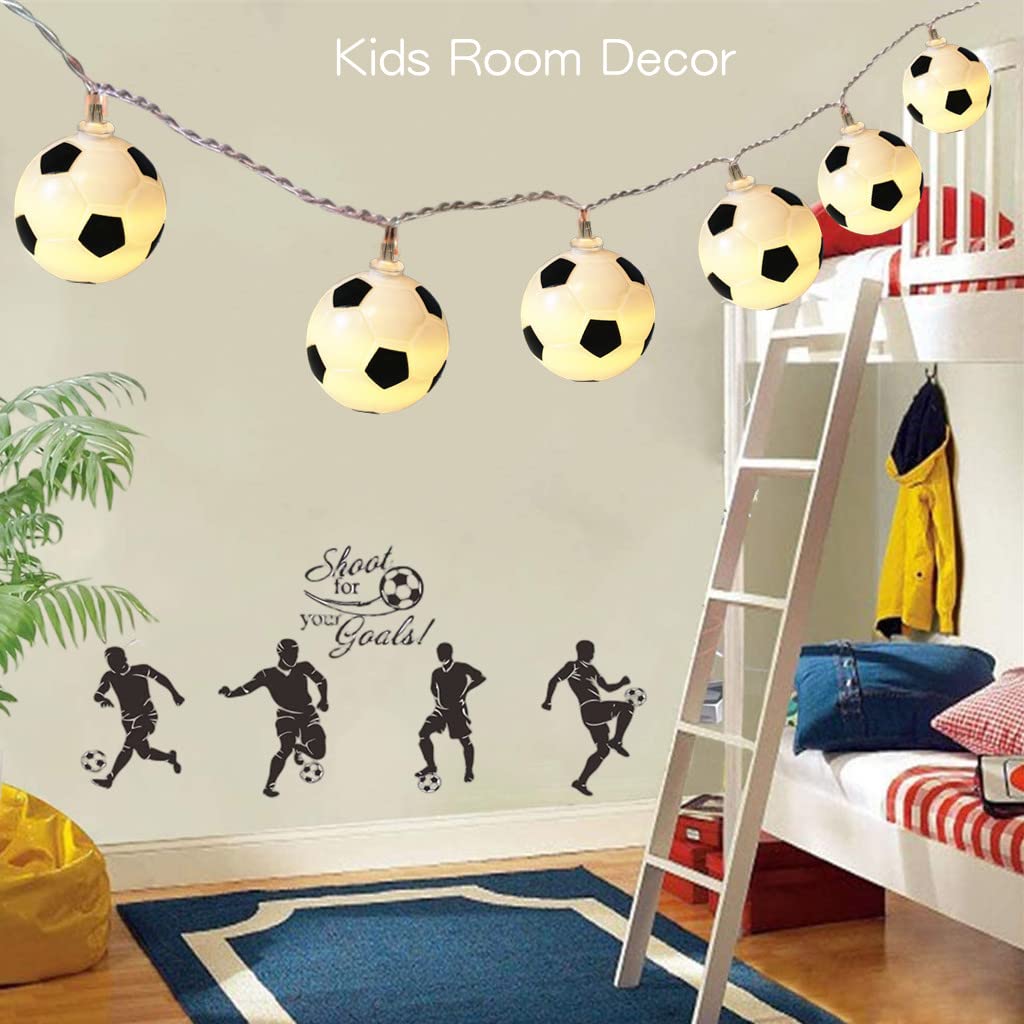 Codear Soccer Ball String Lights For Boys Girls Bedroom,Battery Operated 5Ft 10 Led Soccer Fairy Lights For Son Grandson Kids'Room Classroom Theme Party Indoor Decor Christmas Birthday Gift
