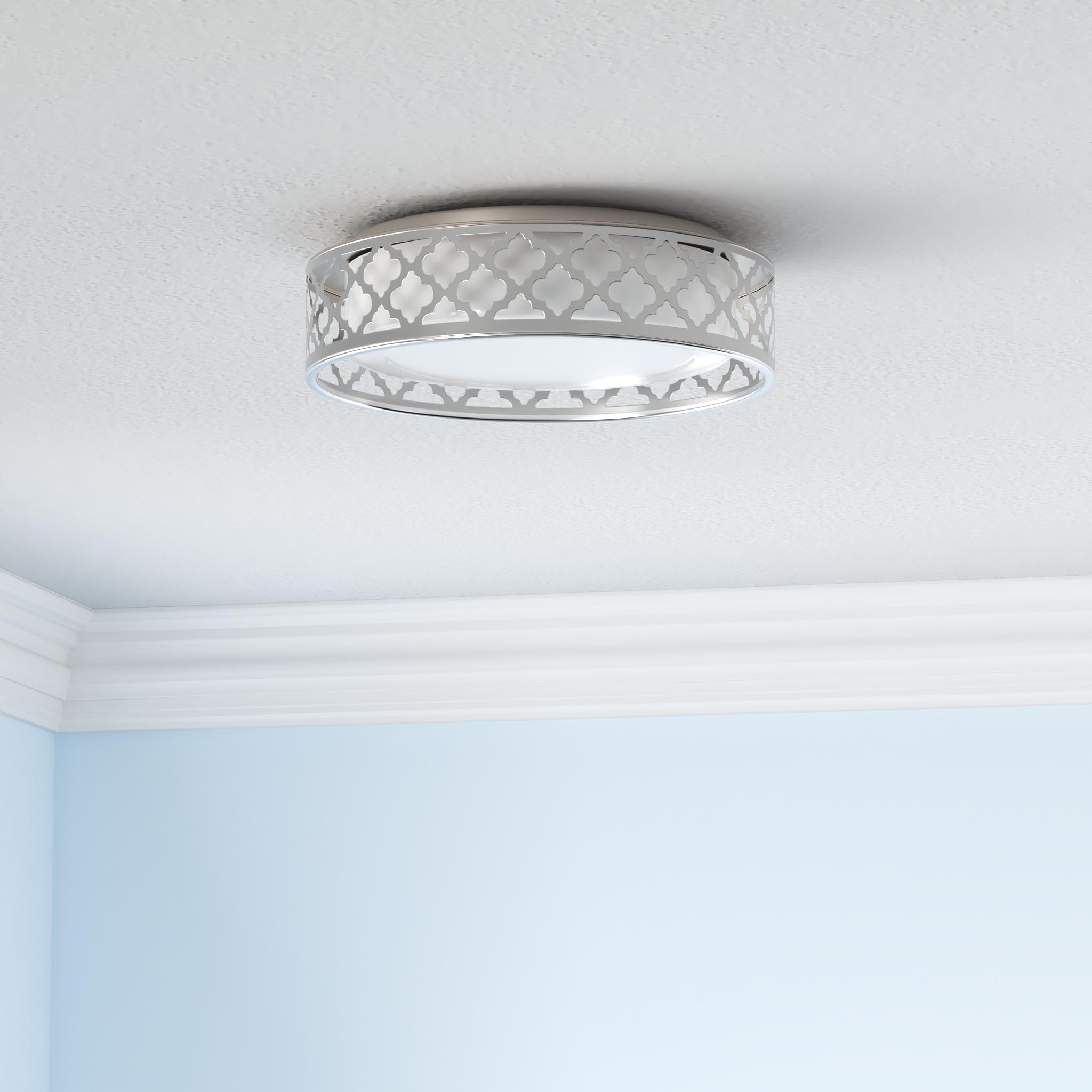 Vicnie 14Inch Led Ceiling Light, 20W 1400 Lumens Dimmable Flush Mount Lighting Fixtures, 3000K Warm White, Brushed Nickel Finish