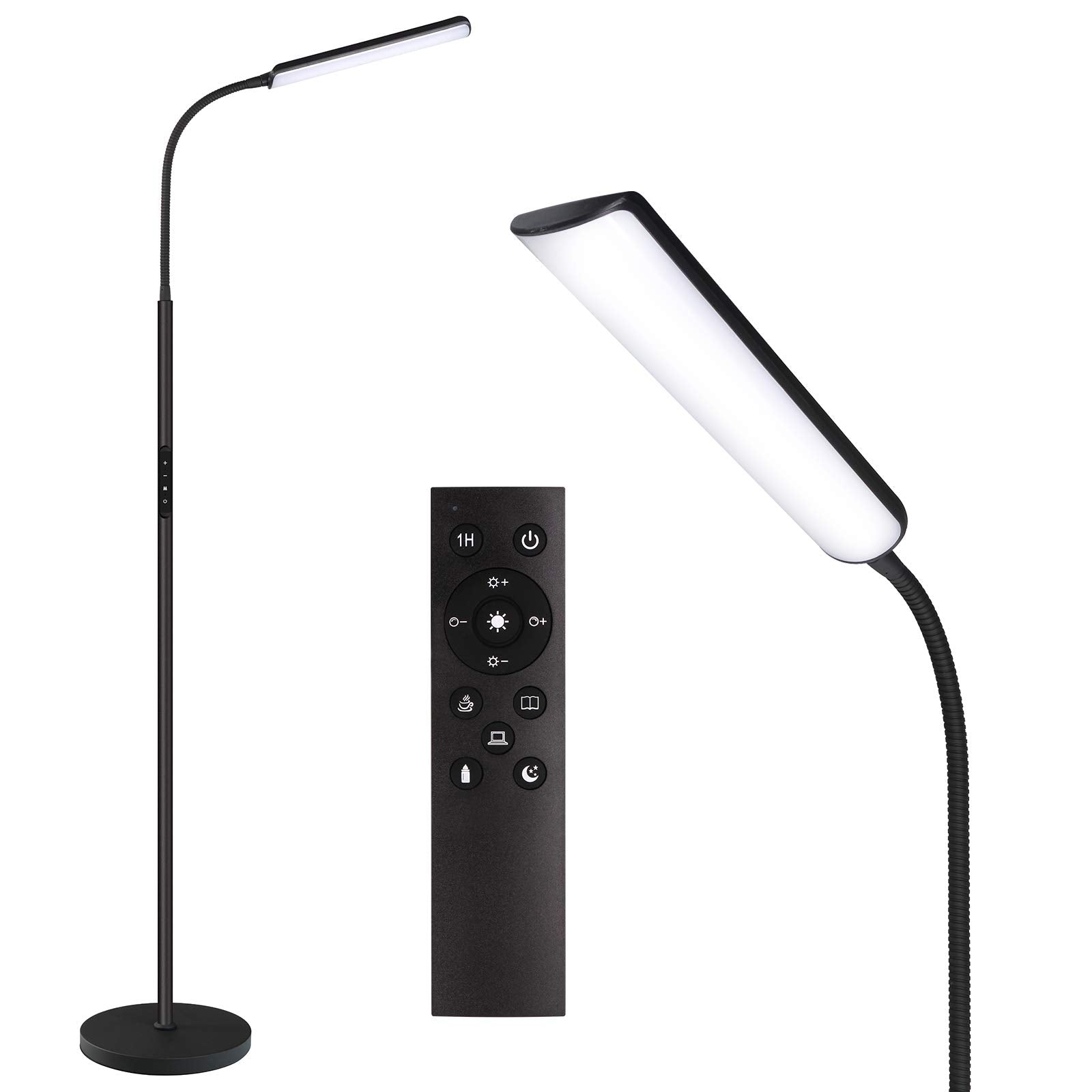 Dimunt Led Floor Lamp, Bright 15W Floor Lamps For Living Room With 1H Timer, Stepless Adjustable 3000K-6000K Colors & Brightness Standing Lamp With Remote & Touch Control Reading Floor Lamps