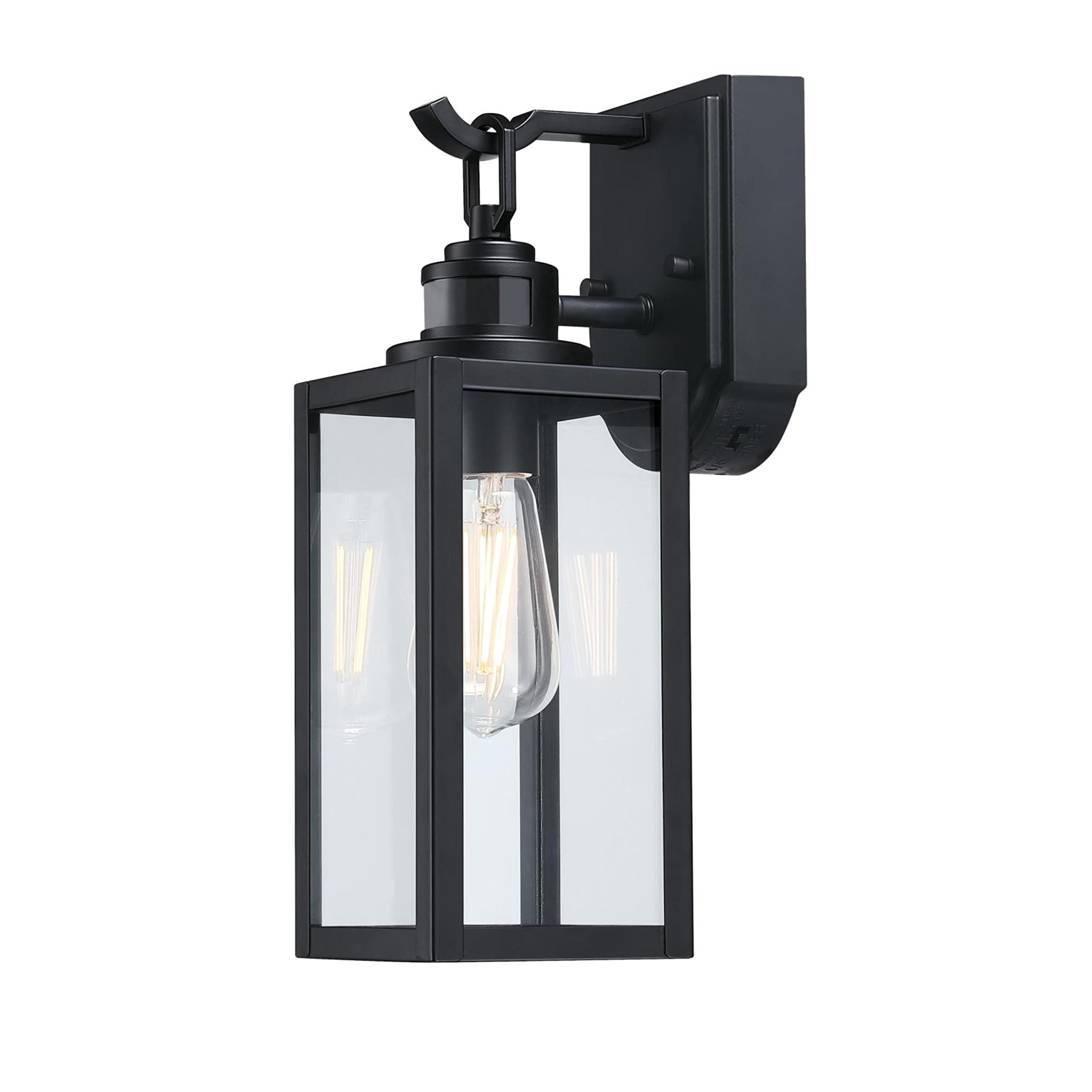 Westinghouse 6122600 Victoria Traditional One Light Outdoor Wall Fixture with Motion Sensor, Matte Black Finish, Clear Glass