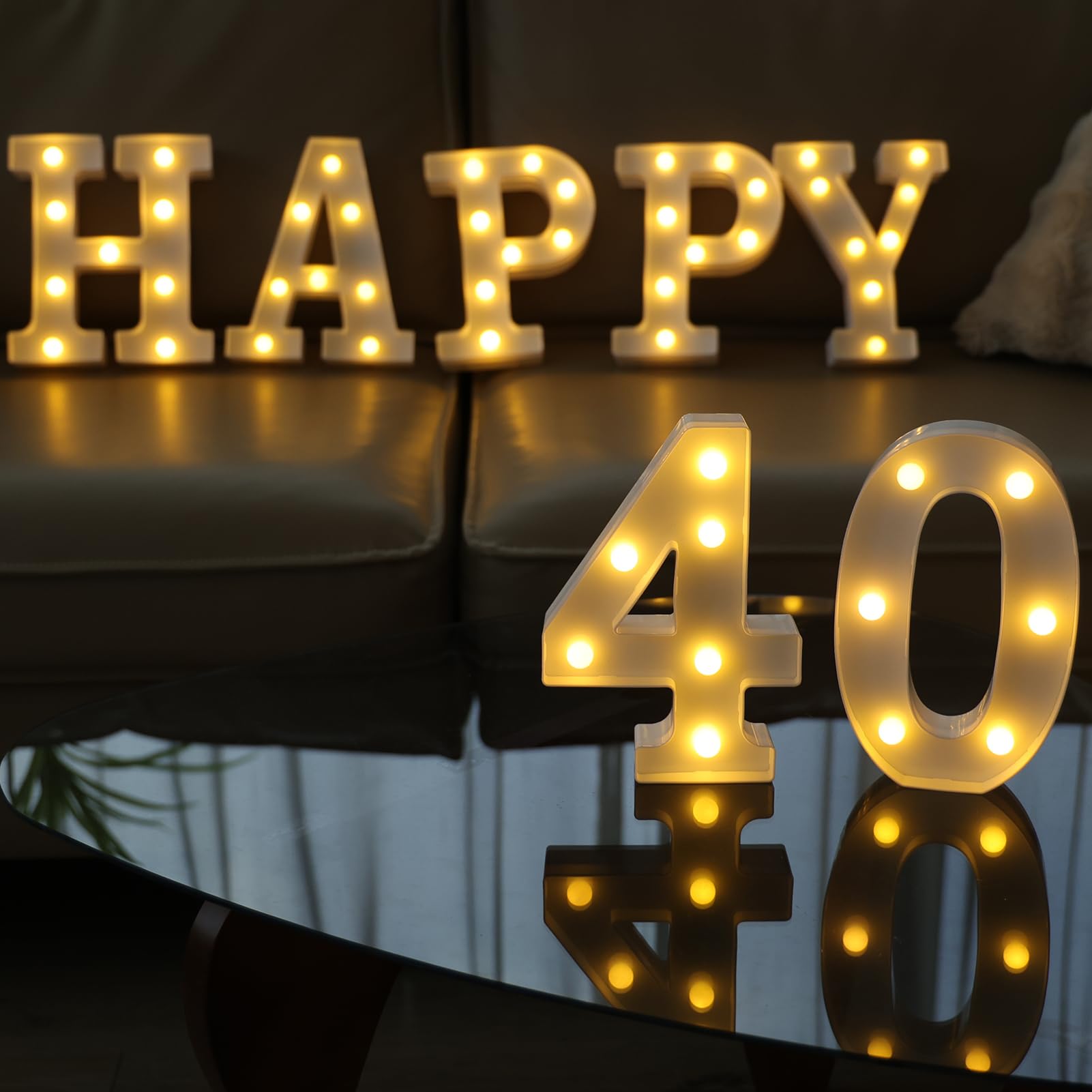 IFDGCTK LED Light Up Numbers for 40th Birthday Decorations, Warm White Color, Model IFDGCTK